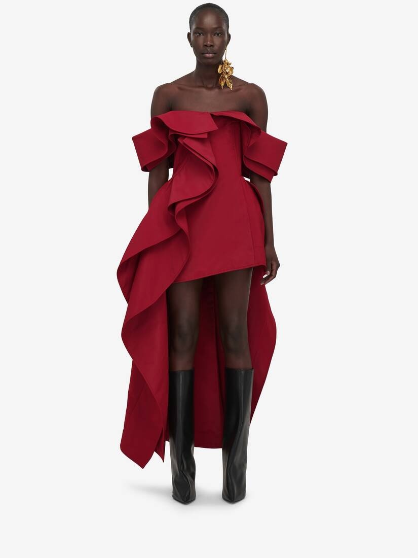 Women's Deconstructed Trench Dress in Blood Red - 2