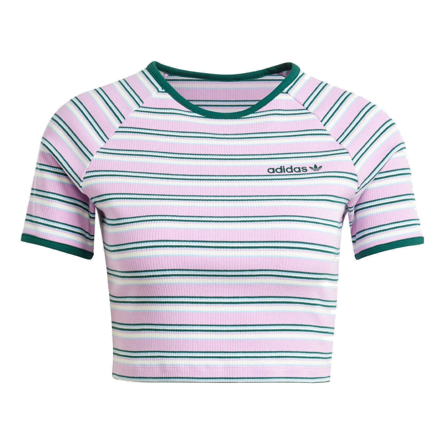 (WMNS) adidas '80s Rib Stripe Baby T-Shirt 'Pink White' JC6168 - 1