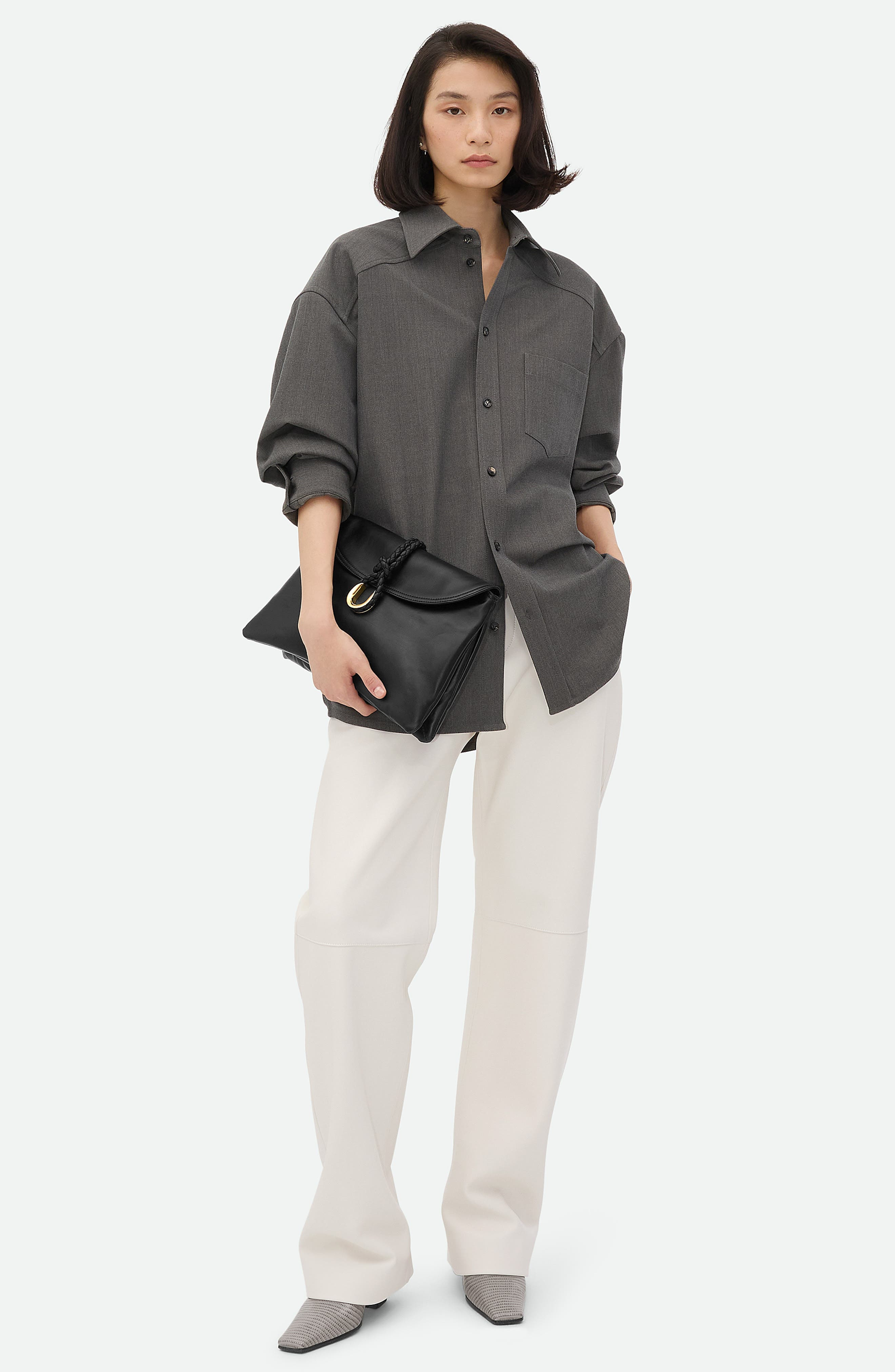 Bottega Veneta Medium Liberta Leather Shoulder Bag in Black-M Brass at Nordstrom - 2