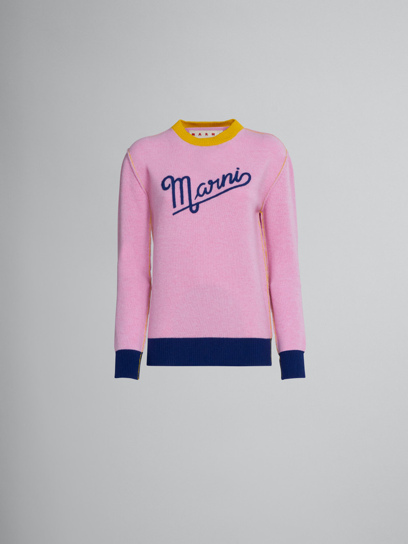 PINK WOOL SWEATER WITH LOGO 1