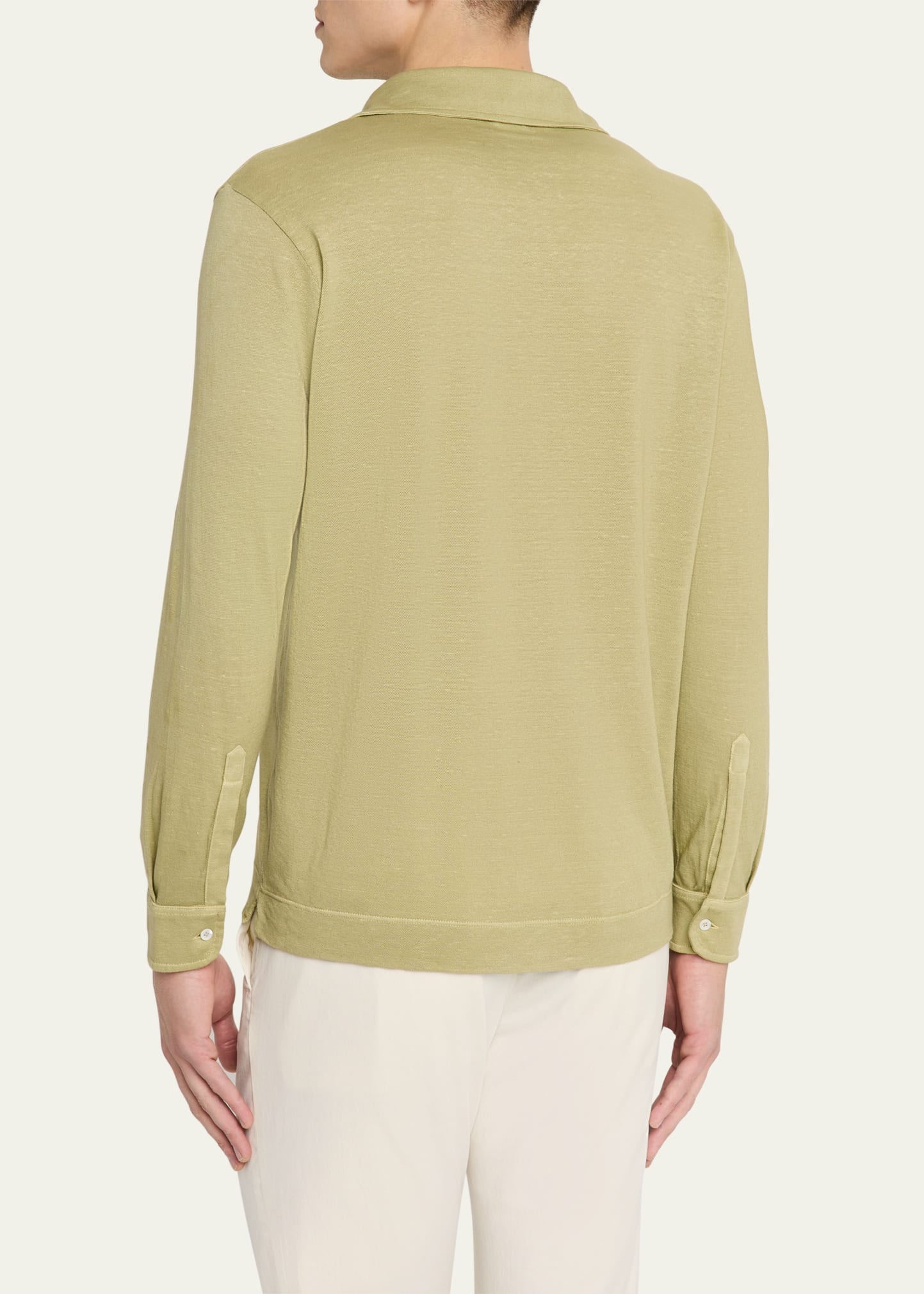 Men's Raya Linen and Cotton Long-Sleeve Polo Shirt - 3