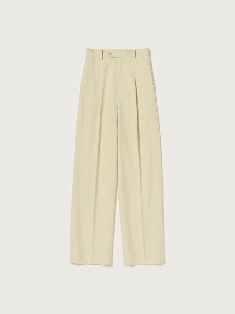 WOOL COTTON LINEN OX ONE-TUCK SLACKS 1