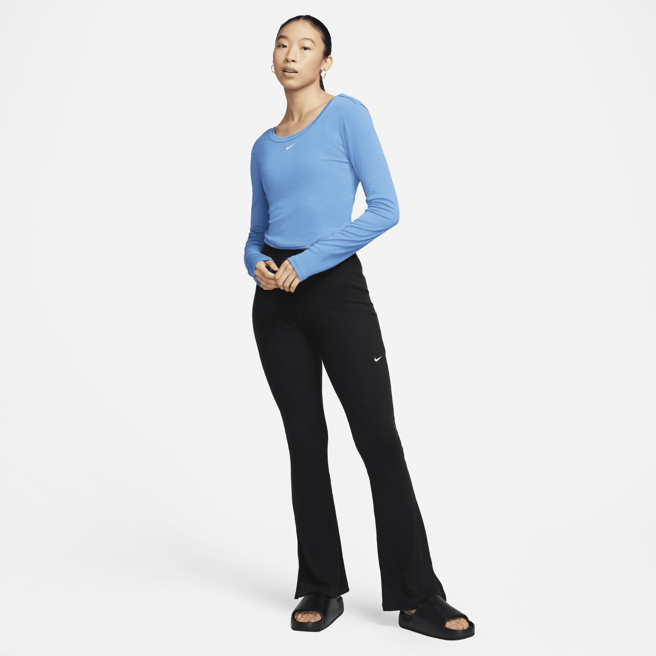 Women's Nike Sportswear Chill Knit Tight Scoop-Back Long-Sleeve Mini-Rib Top - 6