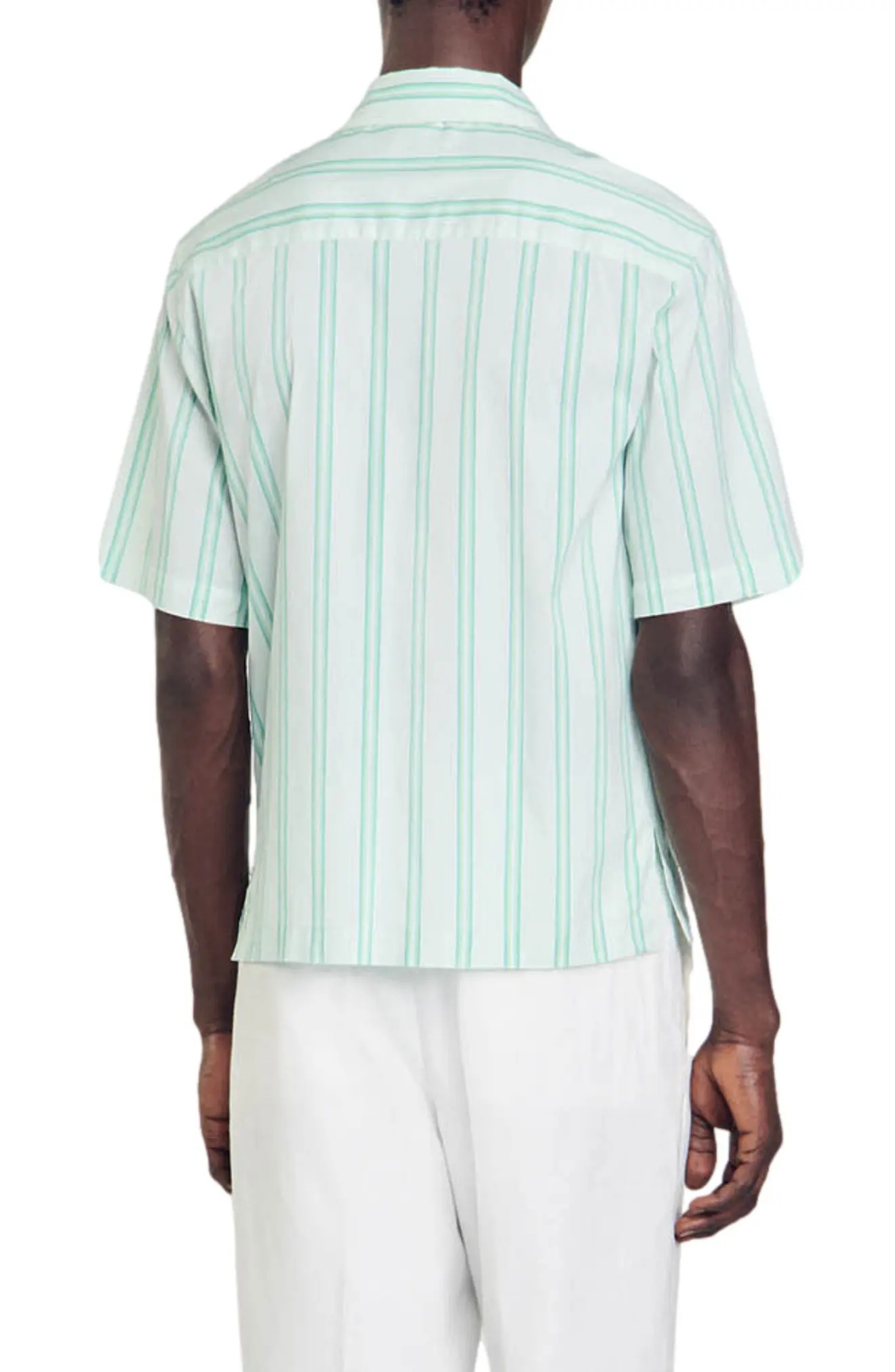 Stripe Short Sleeve Button-Up Shirt - 3