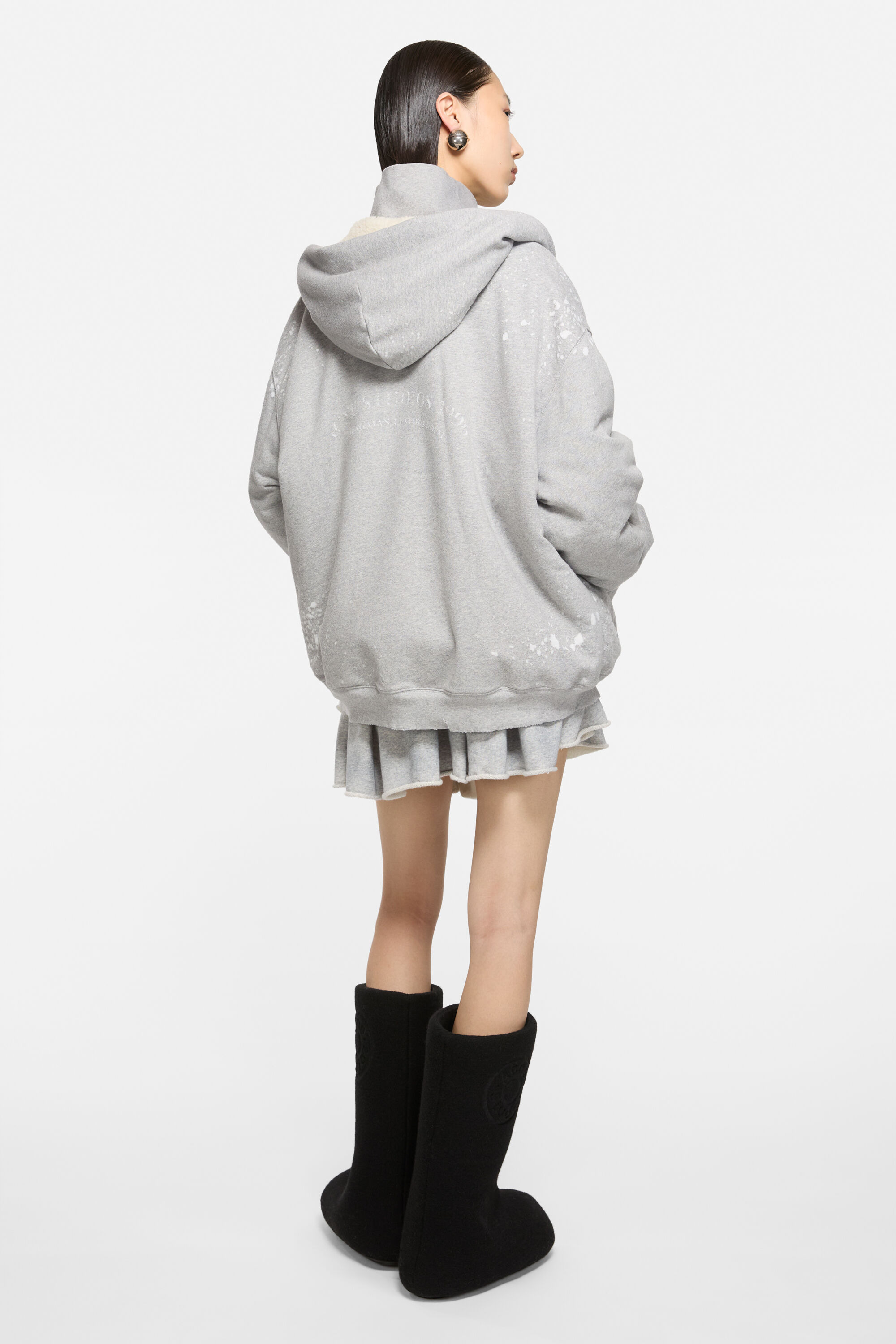 Hooded zipper sweater - Grey Melange - 3
