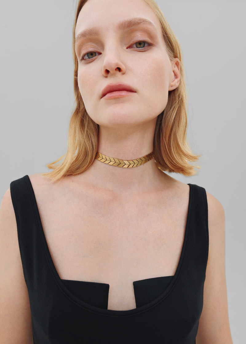 BEVZA Bevza Flat Spikelet Choker - Gold outlook