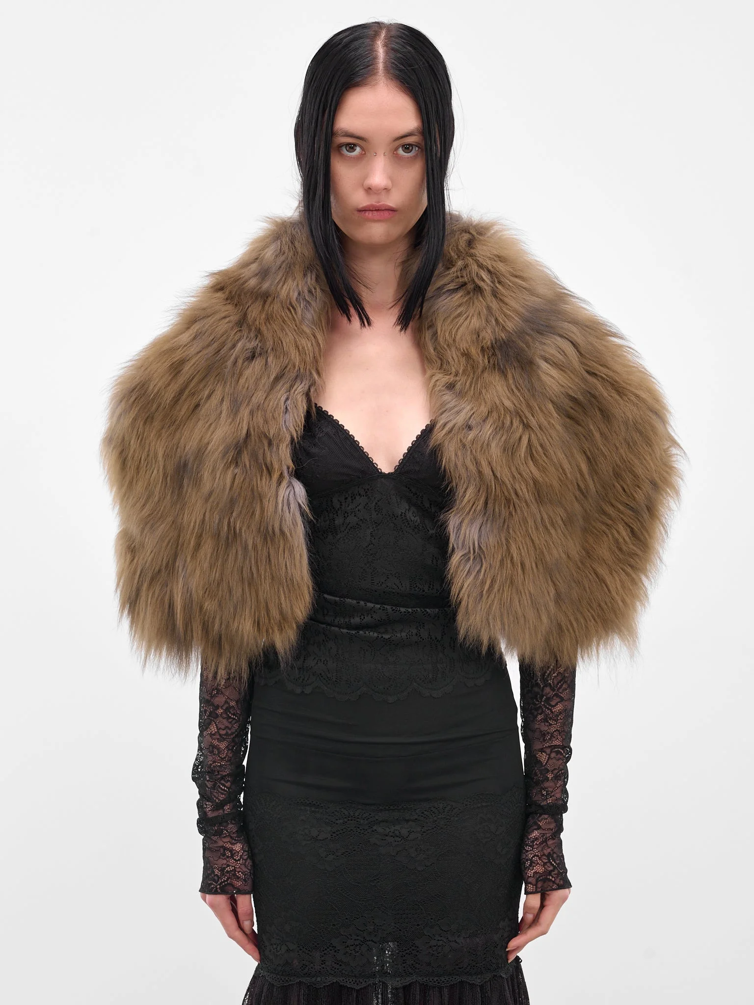 Brown Lamb Fur Stole - 1