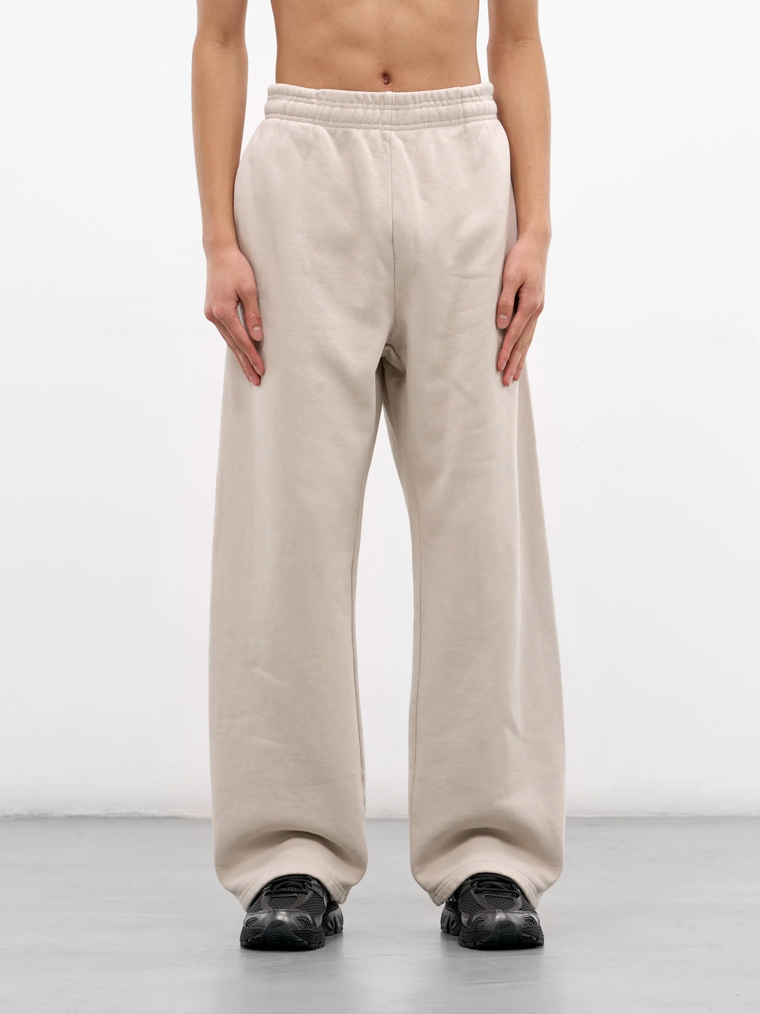 White Cotton Straight Leg Sweatpants - 1