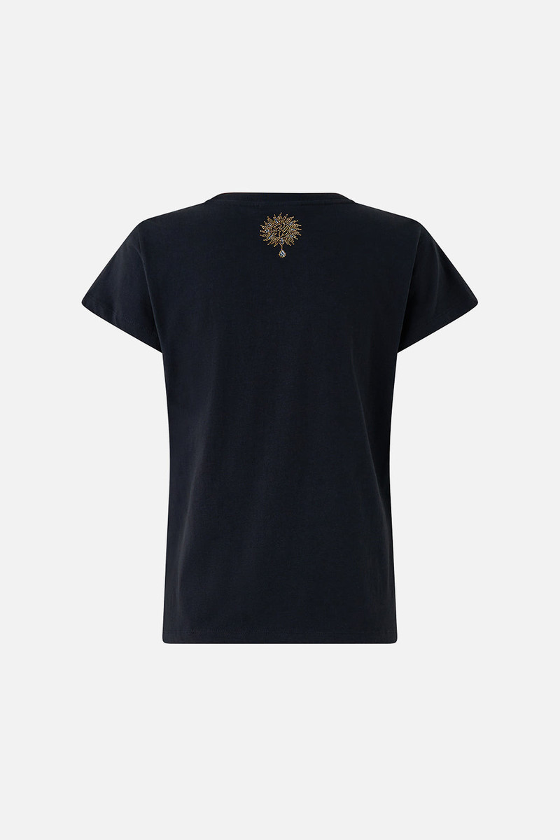 CAMILLA SLIM FIT ROUND NECK T-SHIRT - BLACK outlook