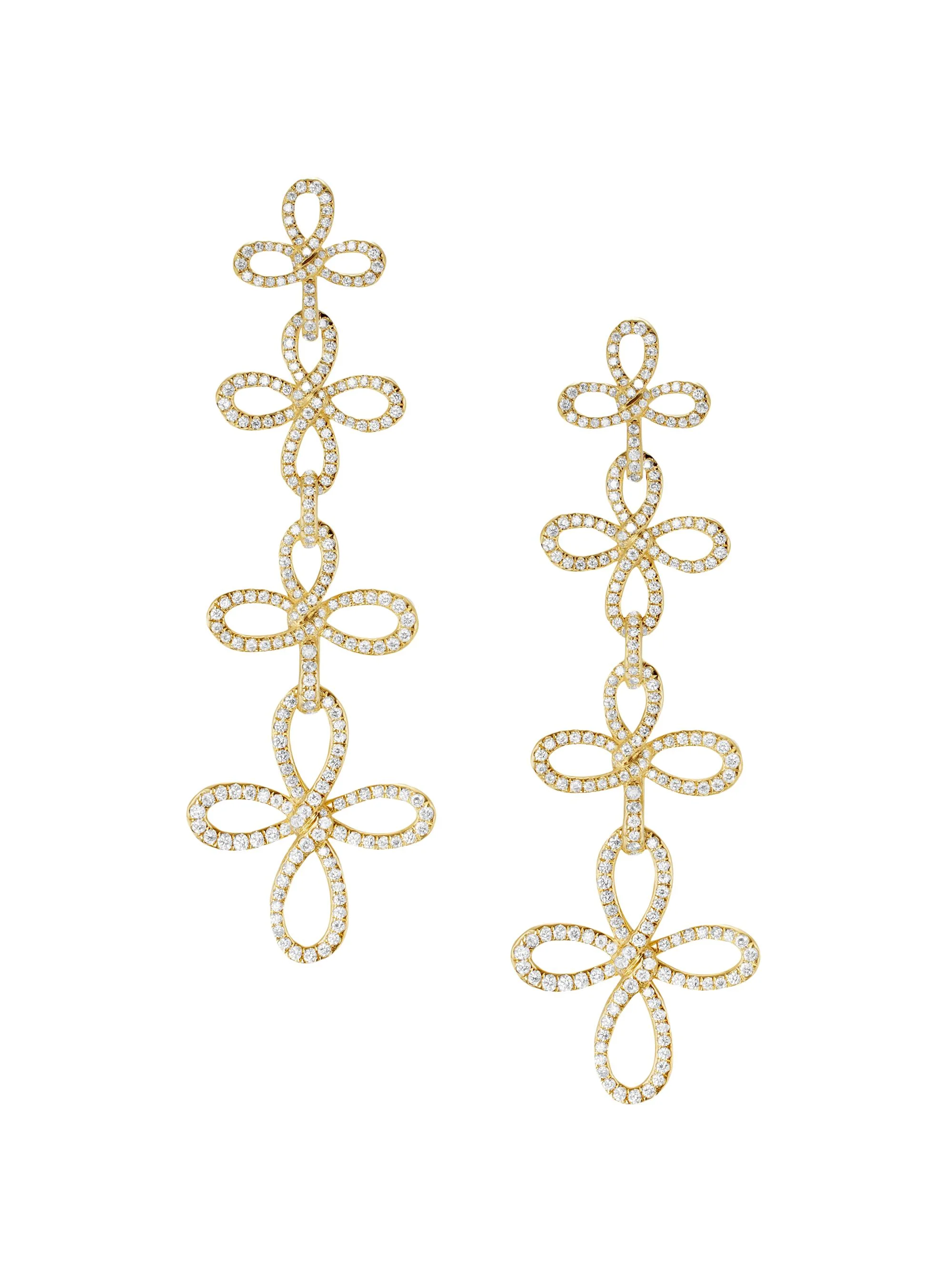 Women's Wisteria Statement Drop Earrings in 18K Yellow Gold with Diamonds, 88.7MM - Diamond - 1