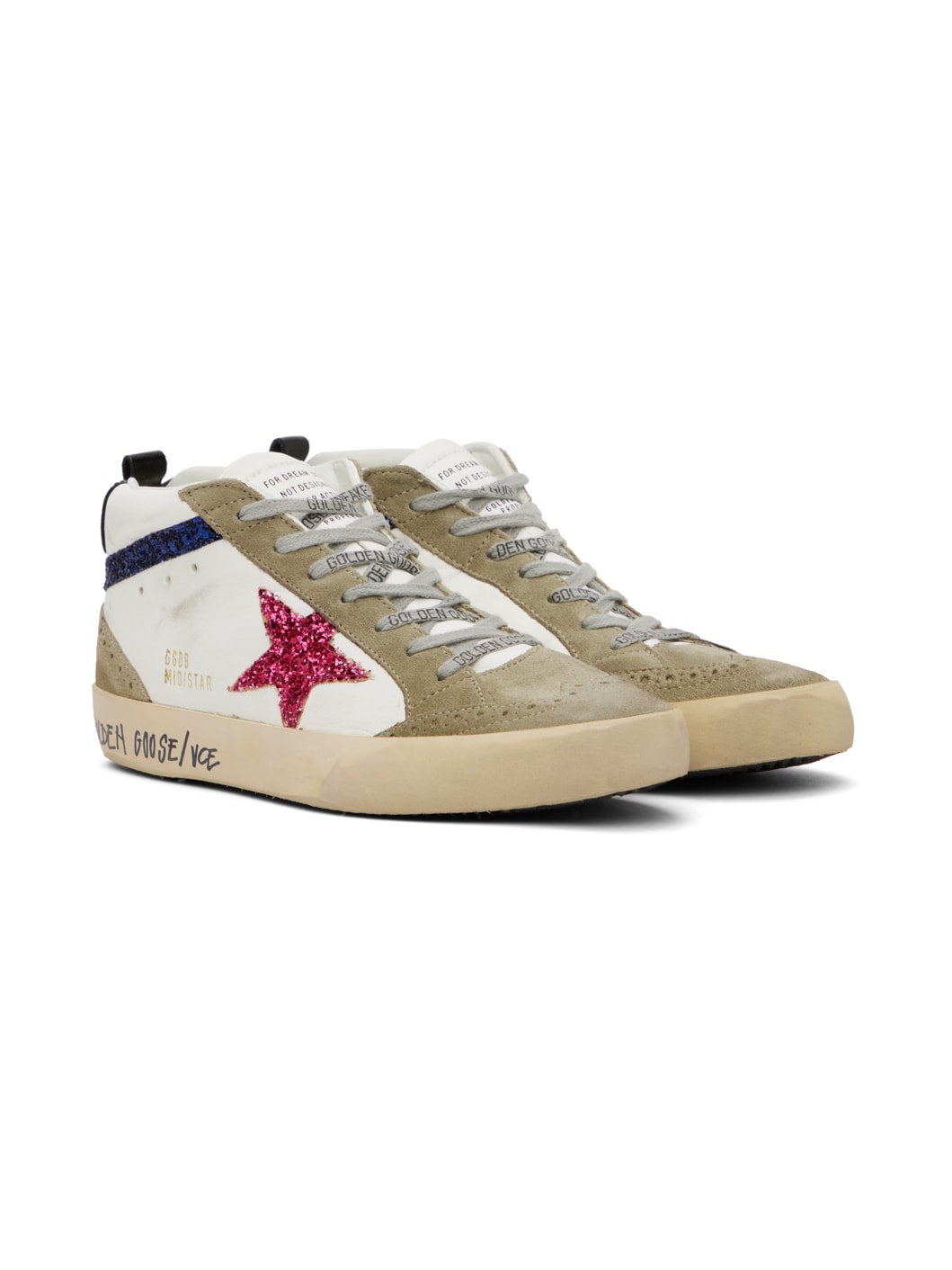 Taupe & White Mid Star Sneakers - 4