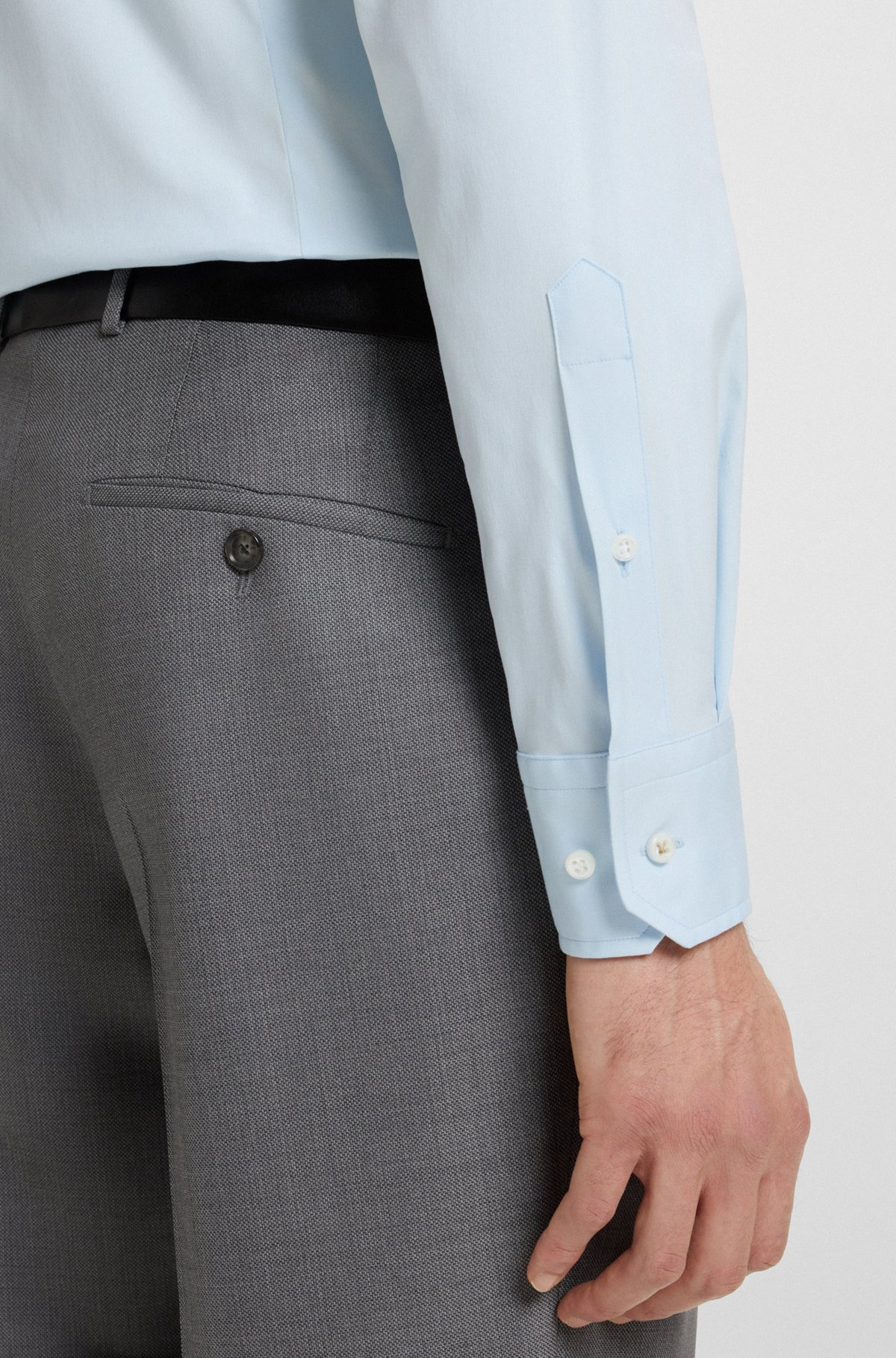 SLIM-FIT SHIRT IN STRETCH COTTON POPLIN - 6