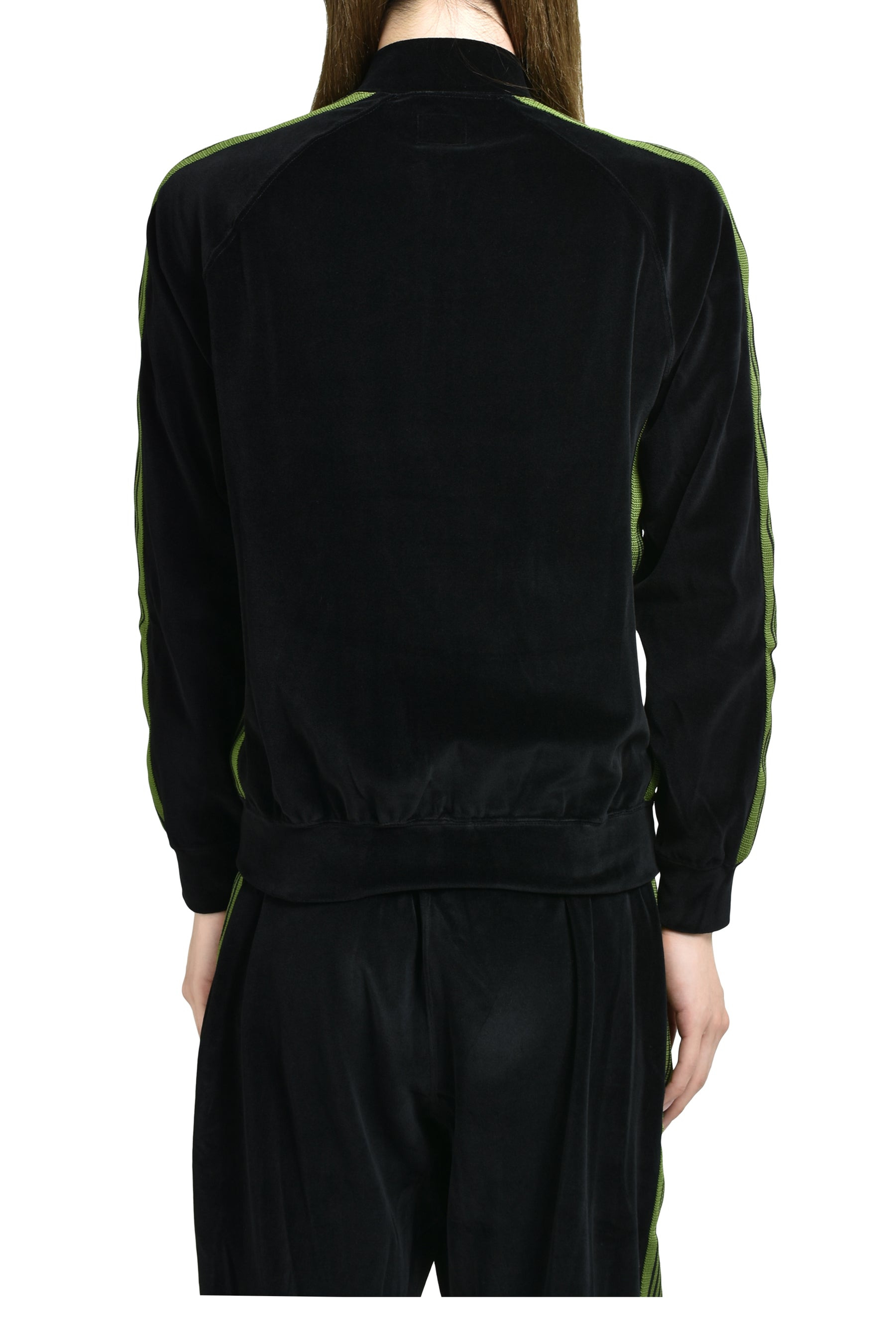 RIB COLLAR TRACK JACKET - C/PE VELOUR / BLK - 2