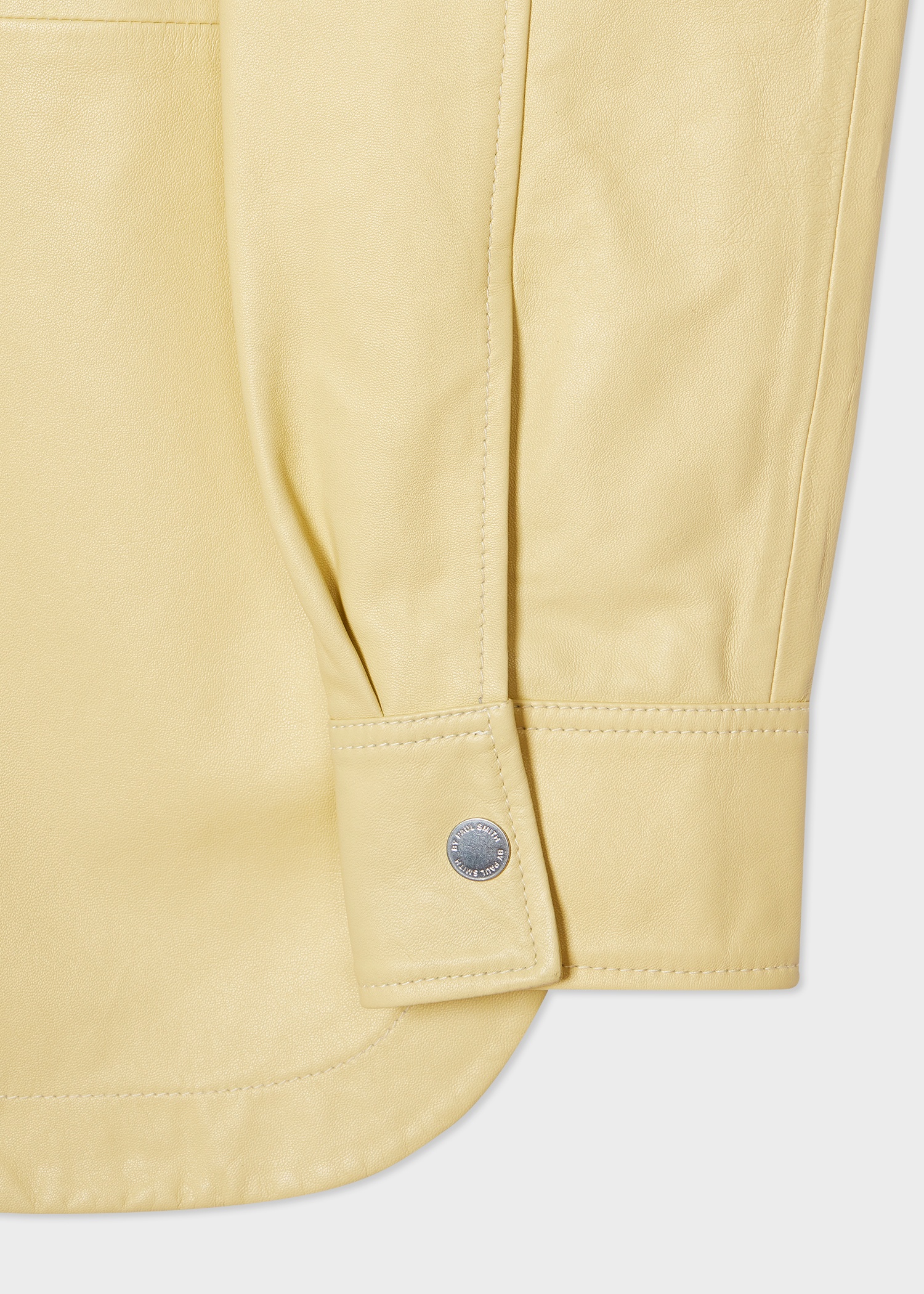 Women's Pale Yellow Leather Shirt - 4