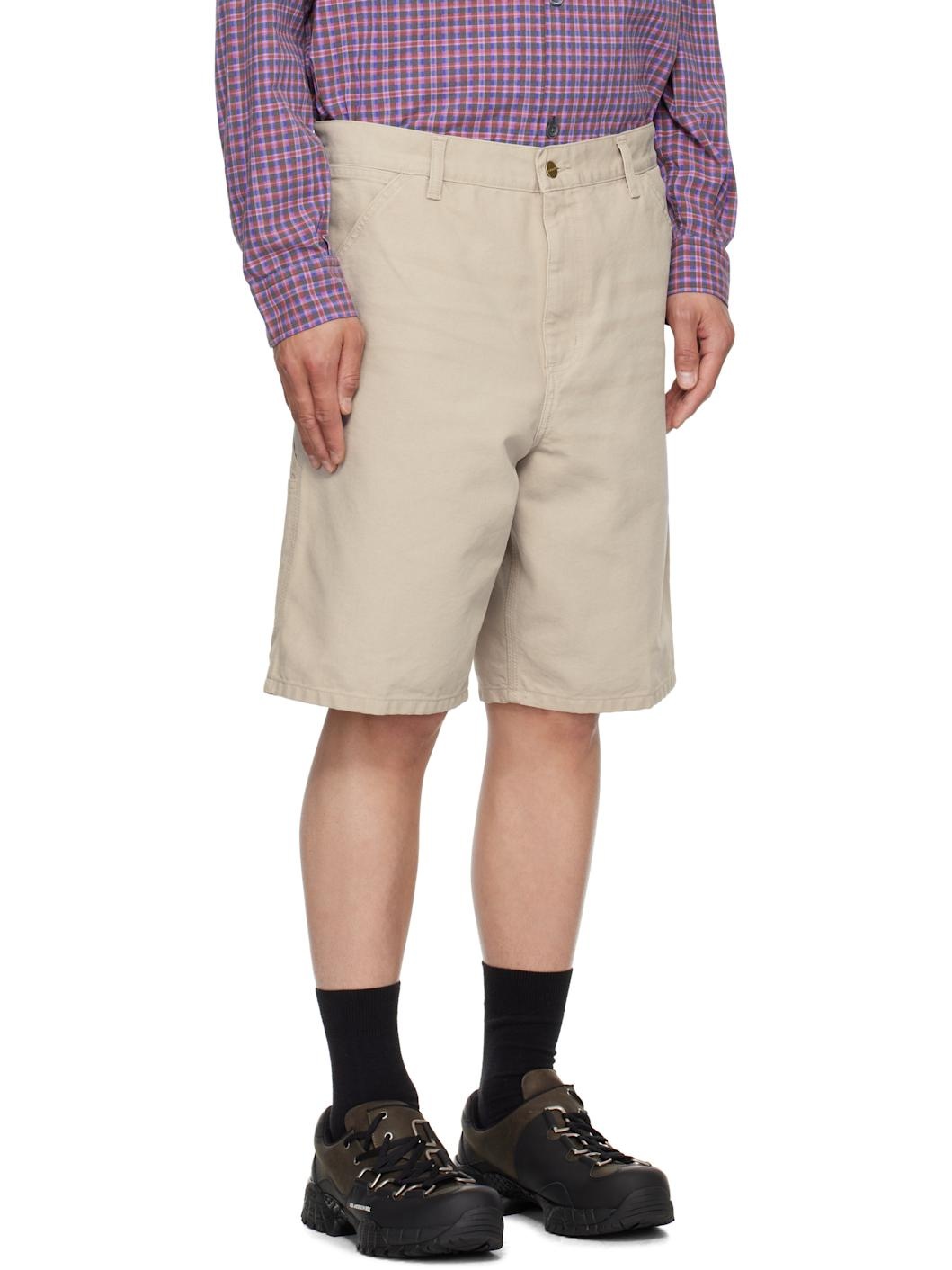 Beige Single Knee Shorts - 2