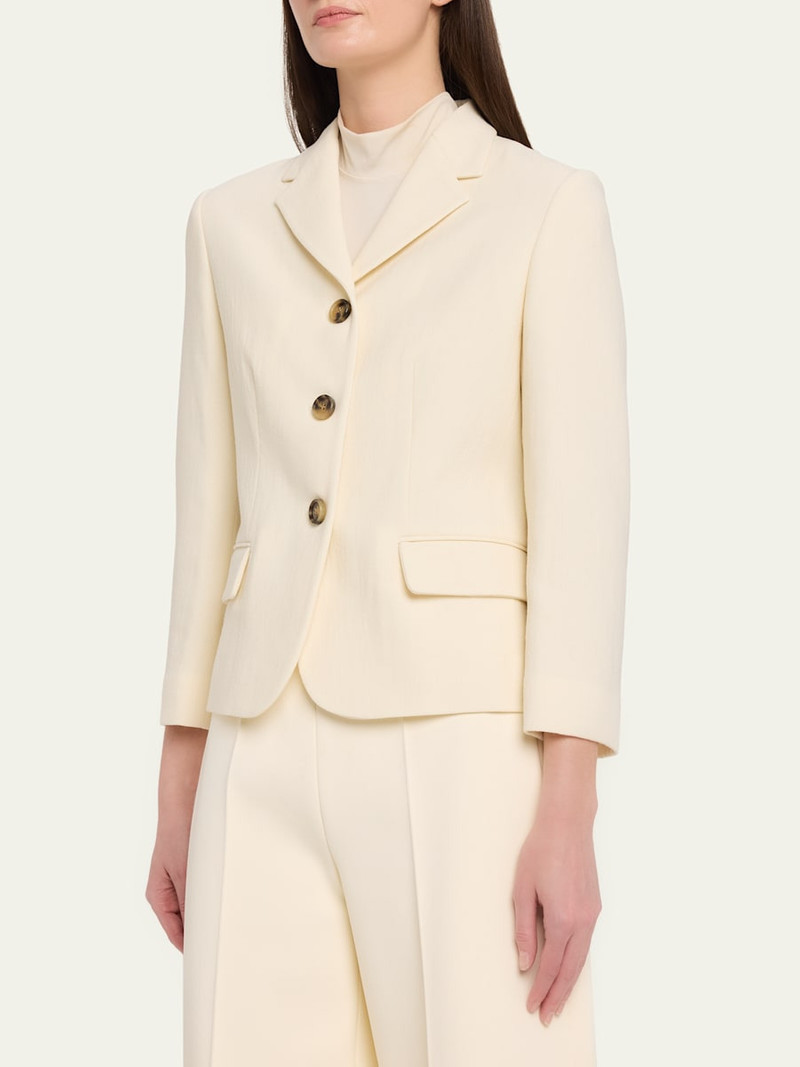 Double Wool Crepe Single-Breasted Blazer Jacket 4