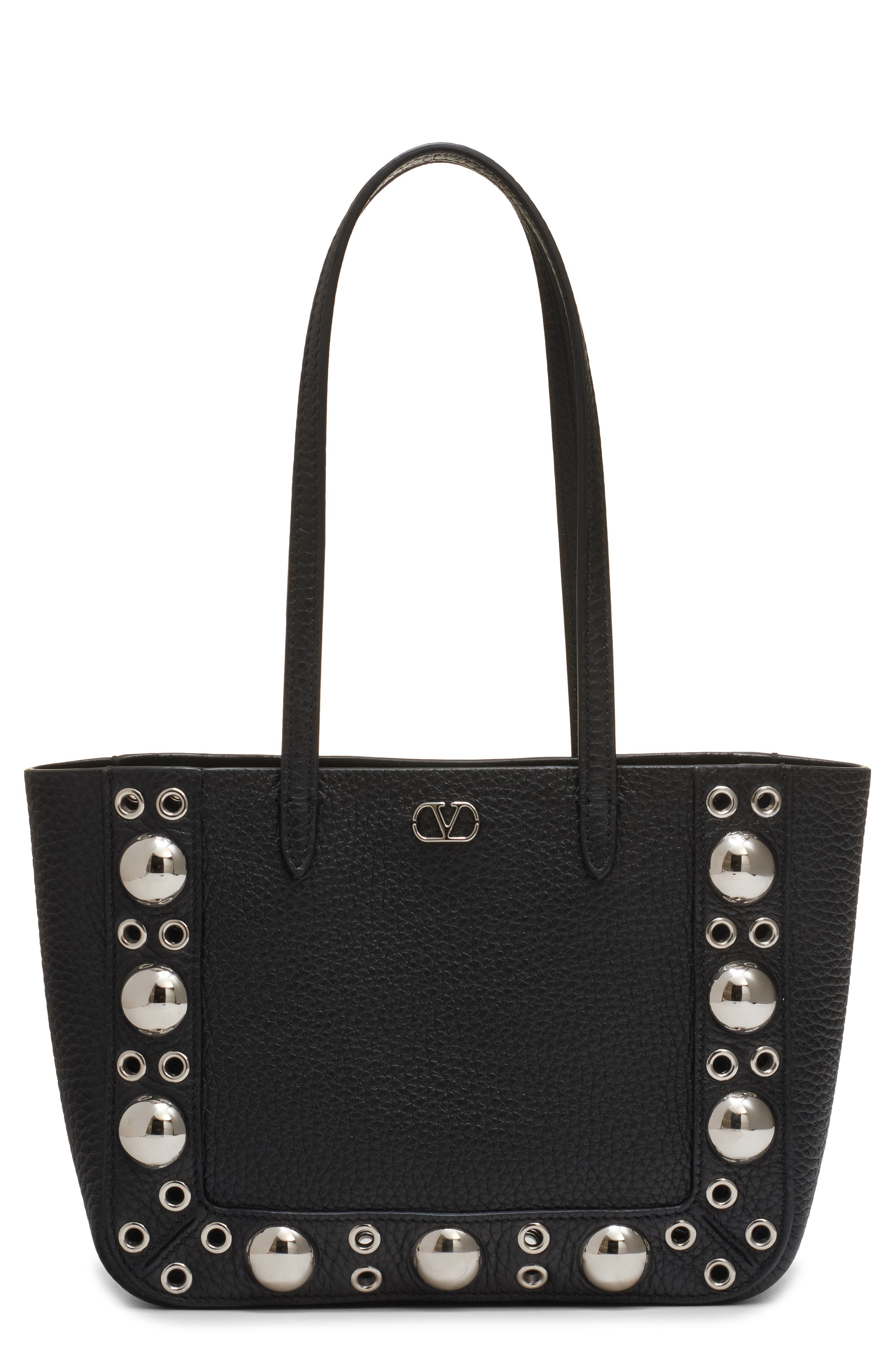 Valentino Garavani Mini Nellcôte Grommet Leather Tote in Nero at Nordstrom - 1