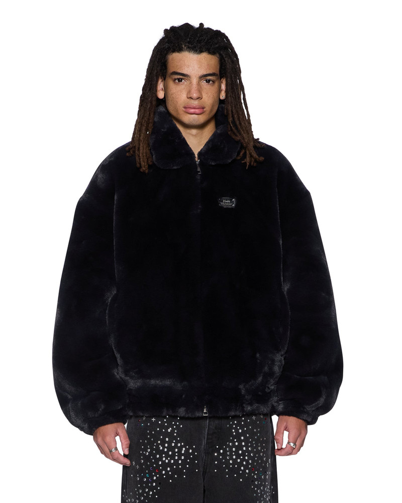 HUSSLE FAUX FUR JACKET BLACK 1