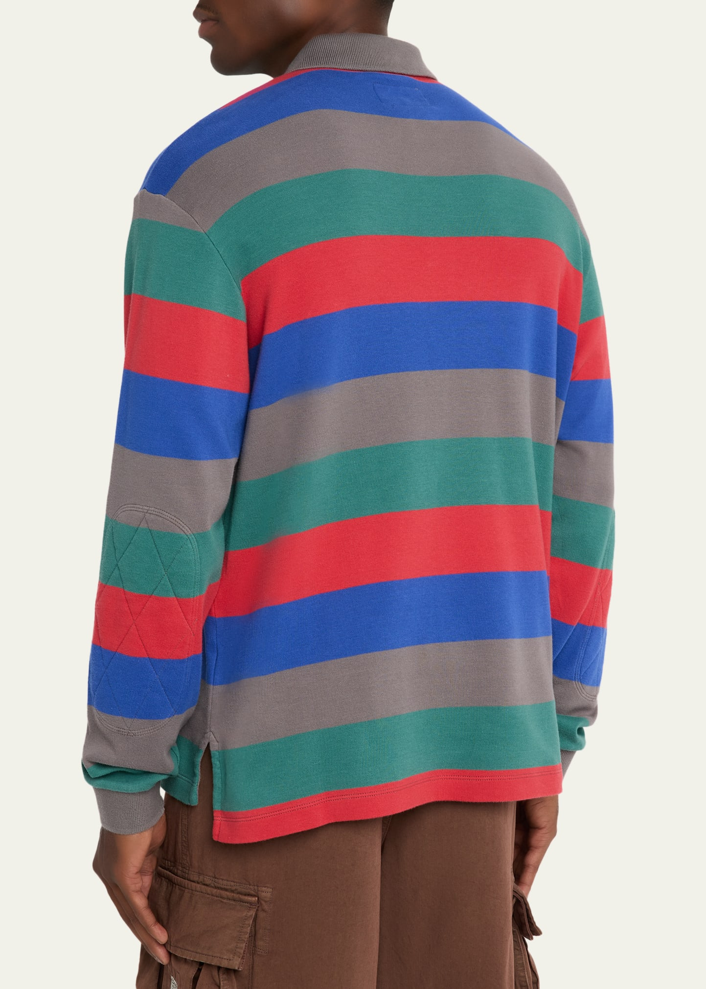 Men's Color Block Stripe Long-Sleeve Polo Shirt - 3