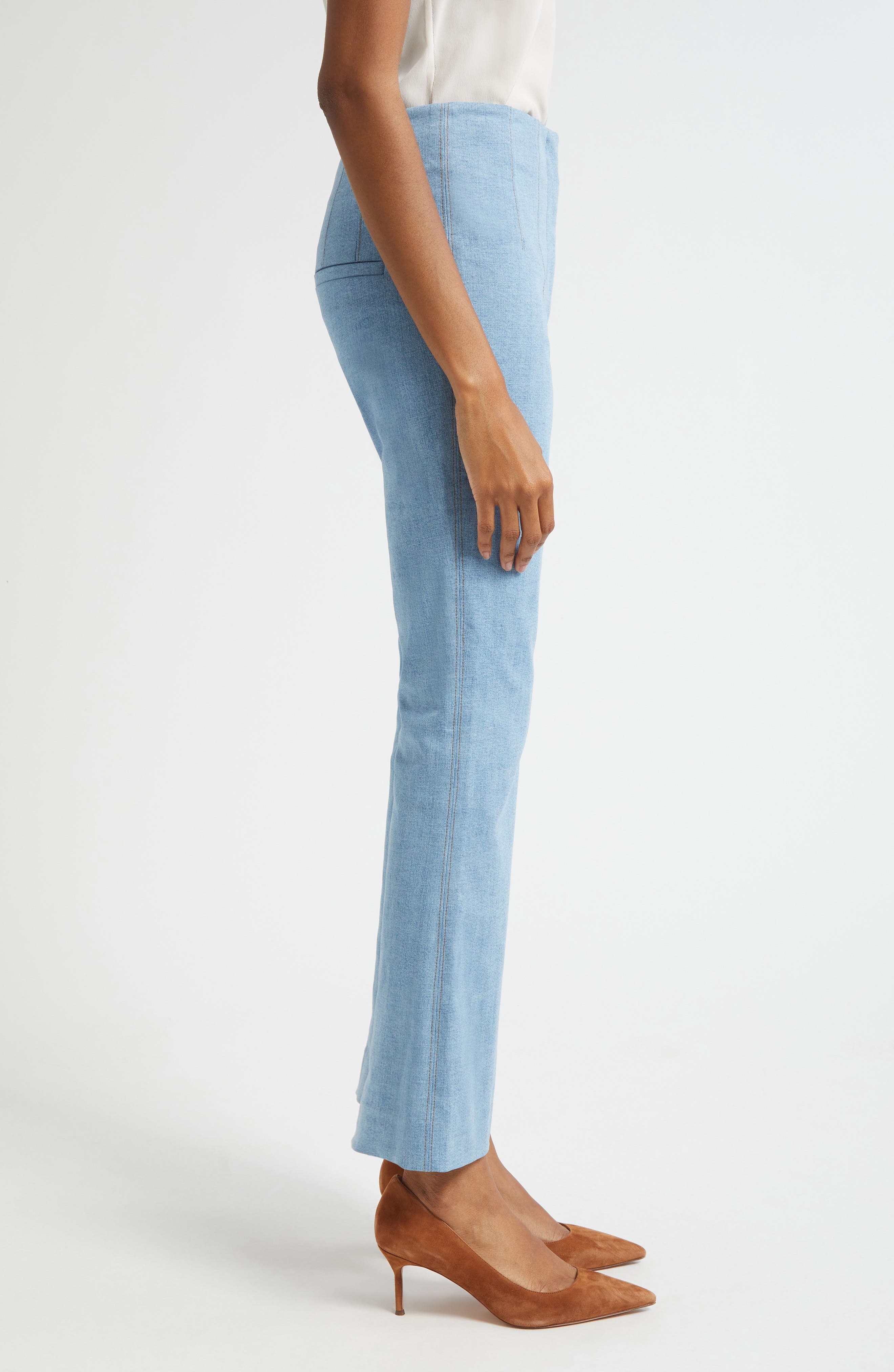 Veronica Beard Hawthorne Clean Waist Stretch Cotton Pants in Blue Mirage at Nordstrom - 4