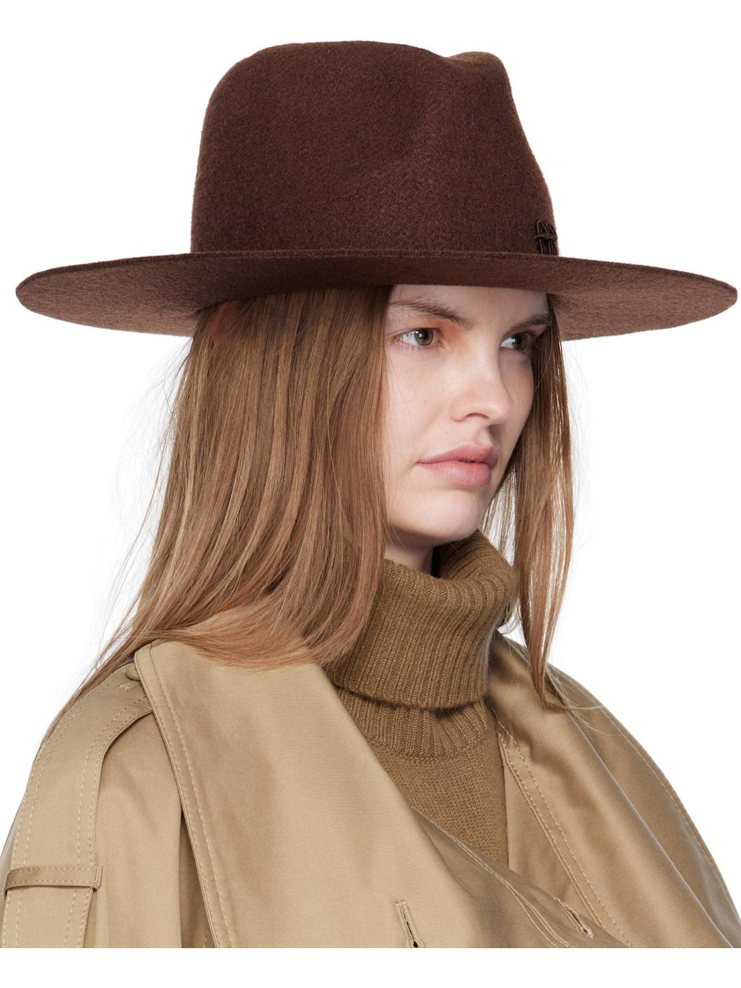 Brown Monogram-Embellished Fedora - 2