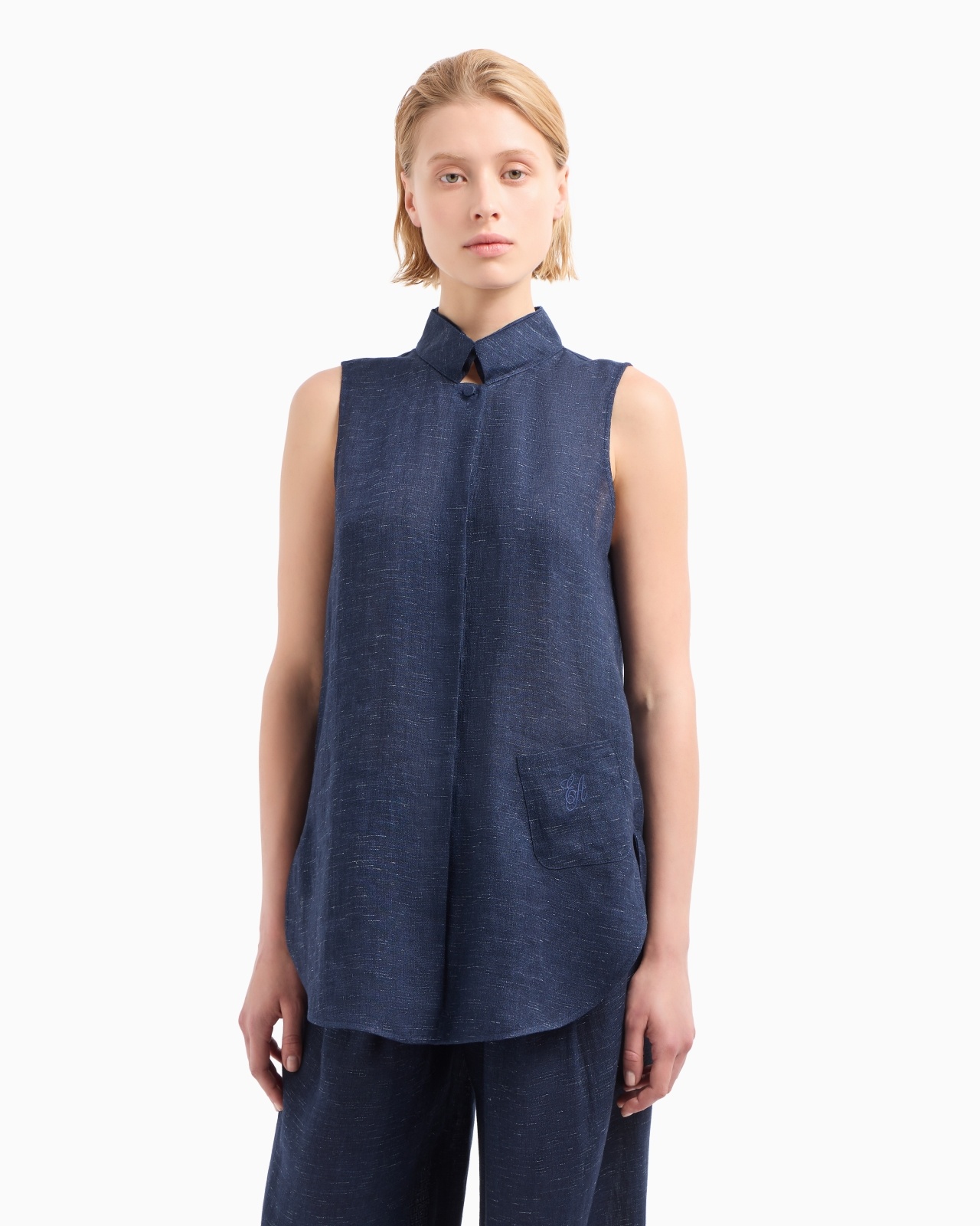 ICON LINEN-BLEND CHAMBRAY OVERSIZED TOP - 4