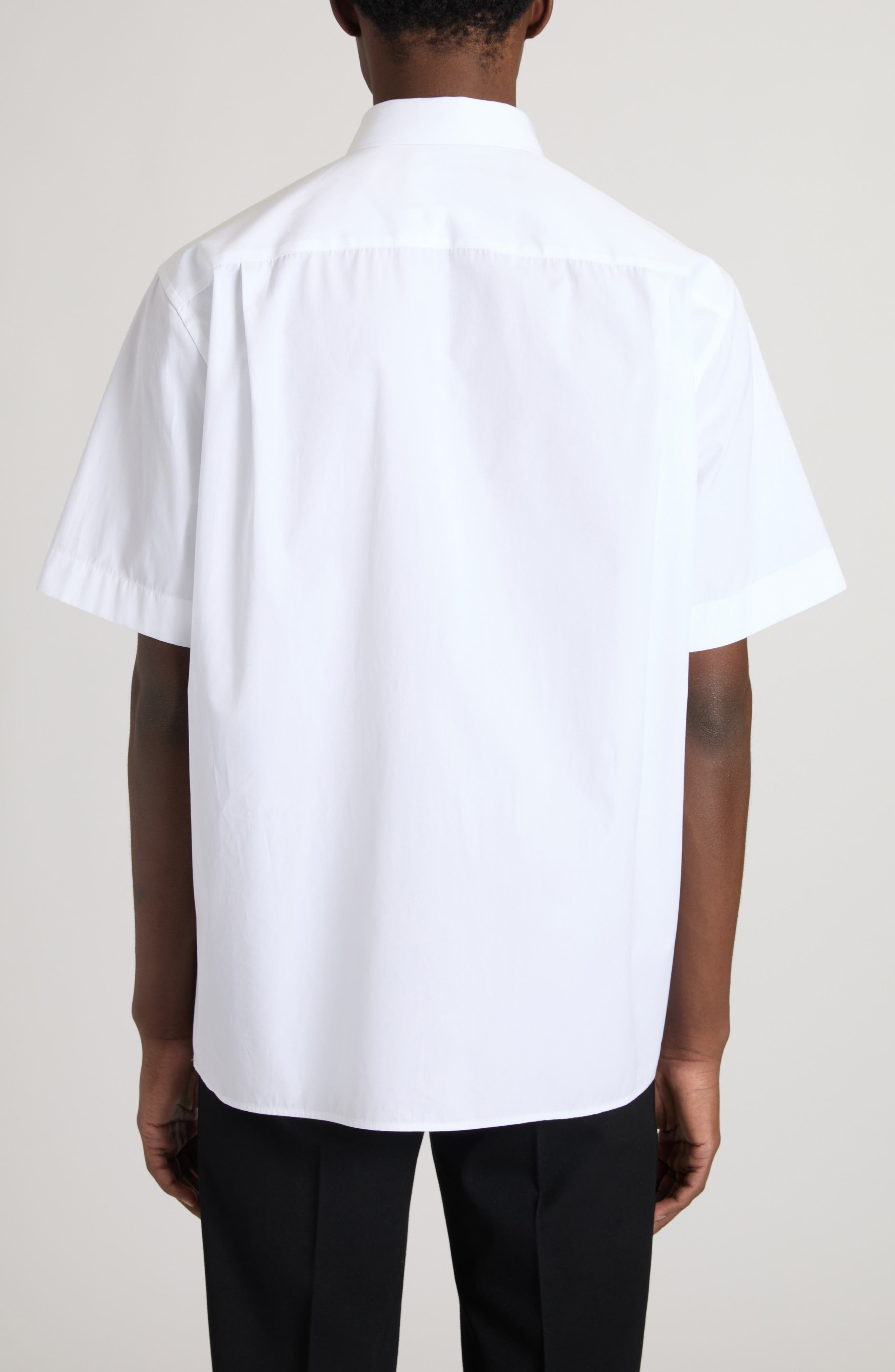 Dolce&Gabbana Logo Cotton Button-Up Shirt in Bianco Ottico at Nordstrom - 3