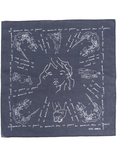 A.P.C. graphic-print cotton scarf outlook