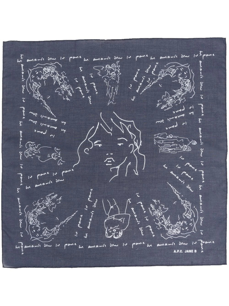 A.P.C. graphic-print cotton scarf outlook