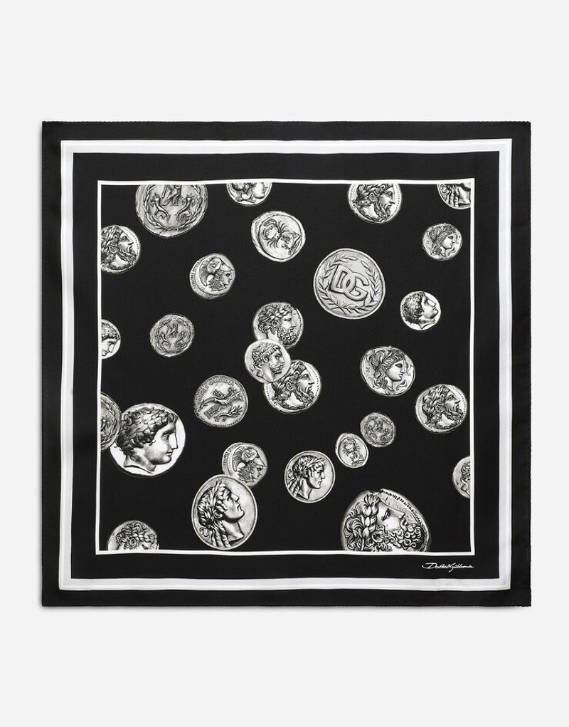 Coin print silk bandanna (50x50) 1