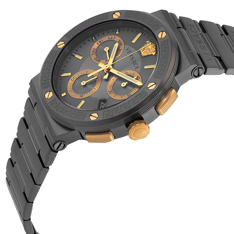 Versace Greca Logo Chronograph Quartz Grey Dial Men's Watch VEZ900521 - 2