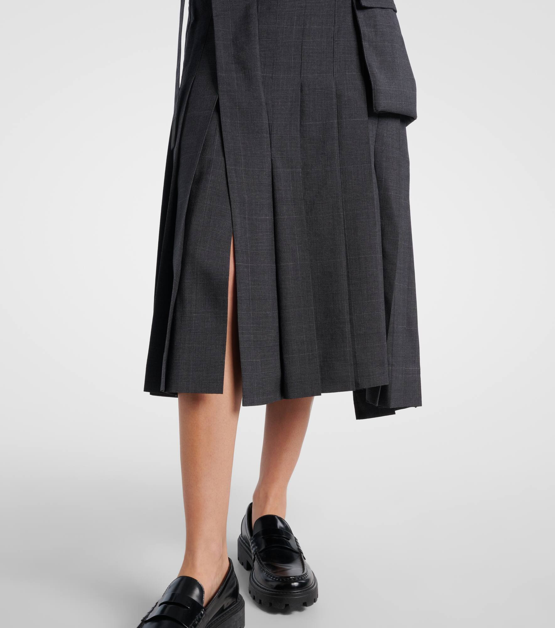 Prince of Wales check wool midi skirt - 5