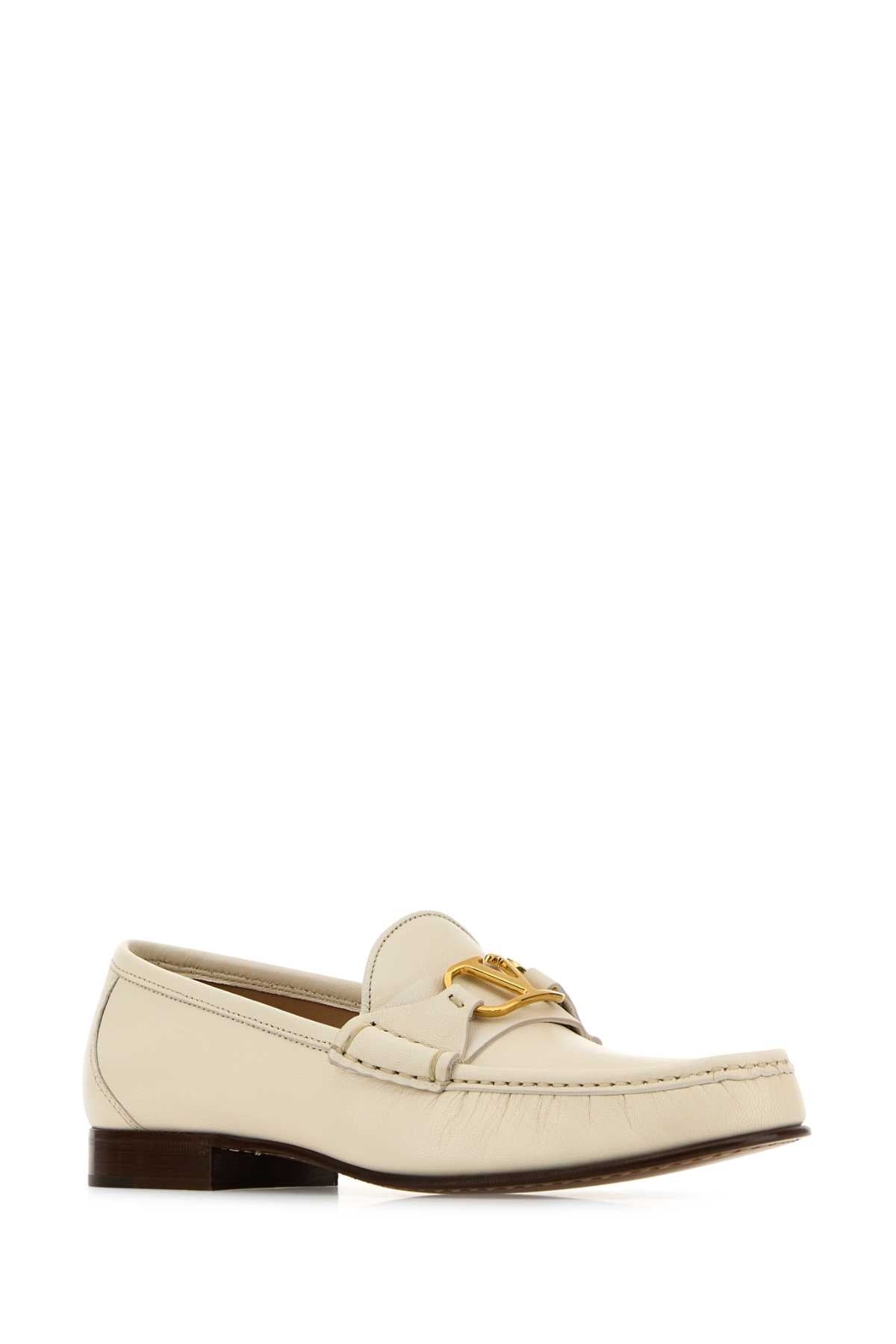Valentino Garavani Women Ivory Leather Vlogo Loafers - 2