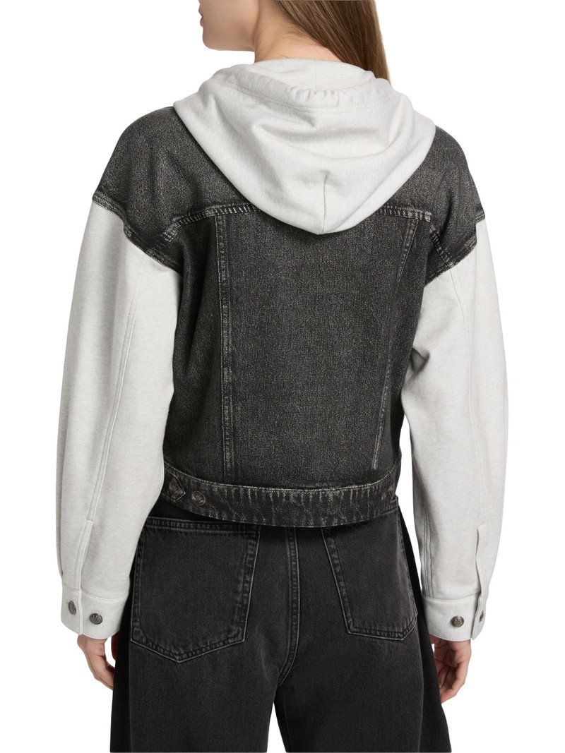 Women's rb Miramar Terry Combo Hooded Trucker Jacket - Sport Combo Washed Black 5