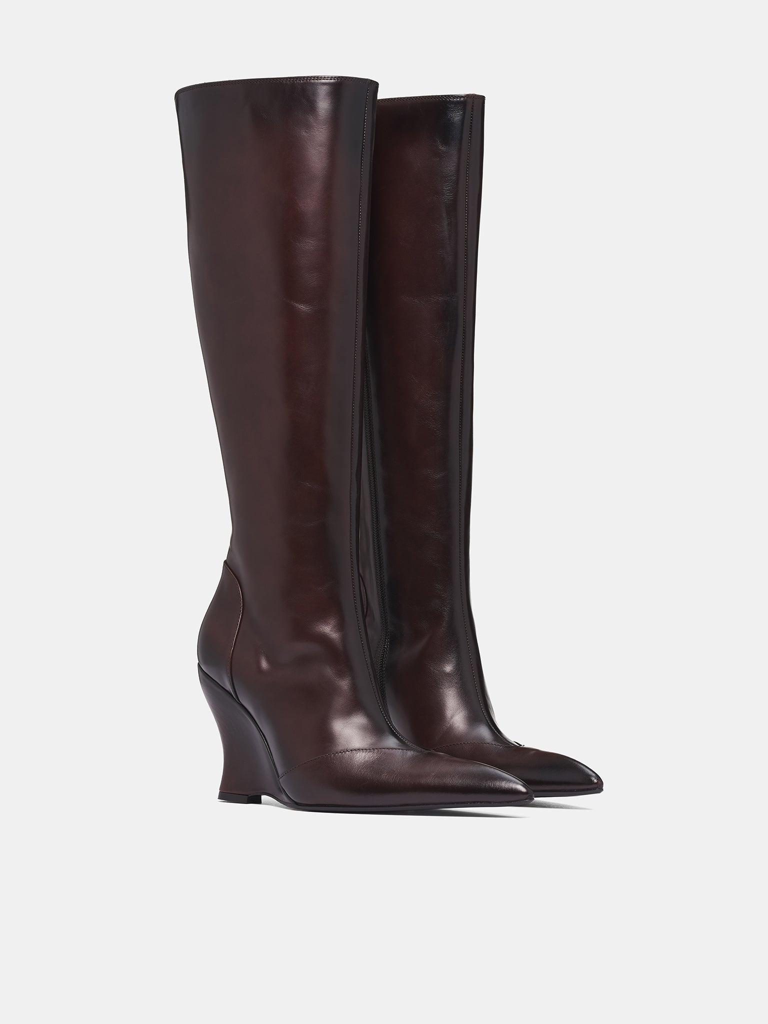 Brown Calf-High Leather Sabaton Boots - 2