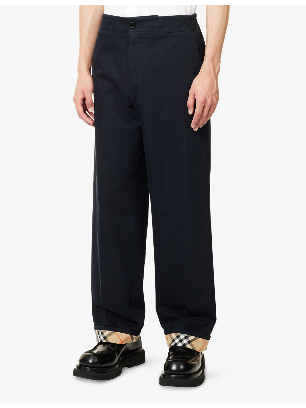 Checked-Print Relaxed-Fit Cotton Trousers - 3