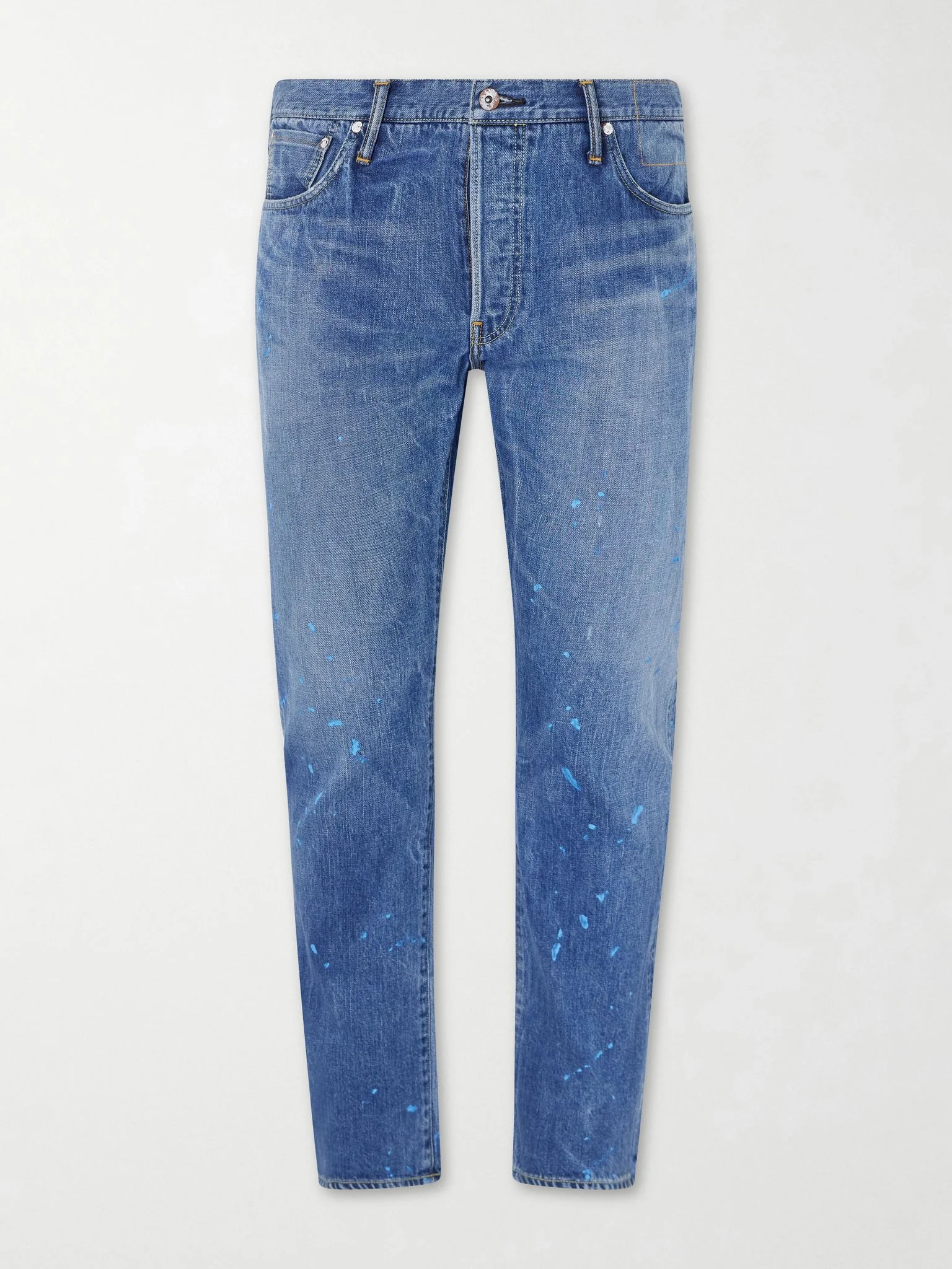 Social Sculpture 11 Slim-Fit Straight-Leg Paint-Splattered Jeans Blue - 1