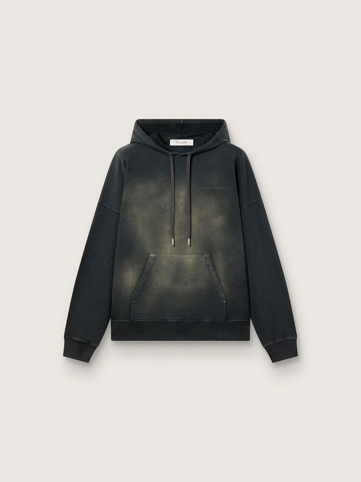 Unisex hooded sweatshirt in black cotton with a bleached effect - 1