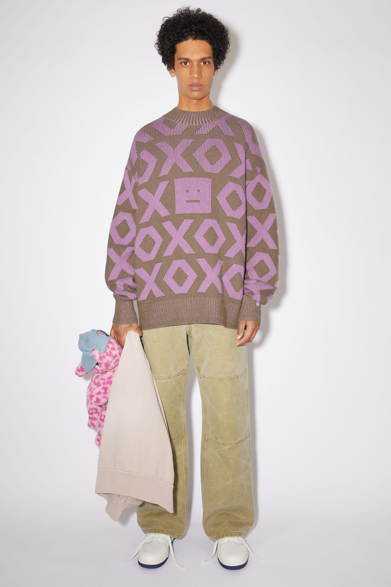Acne Studios Face logo jumper - Khaki beige/smoky purple outlook