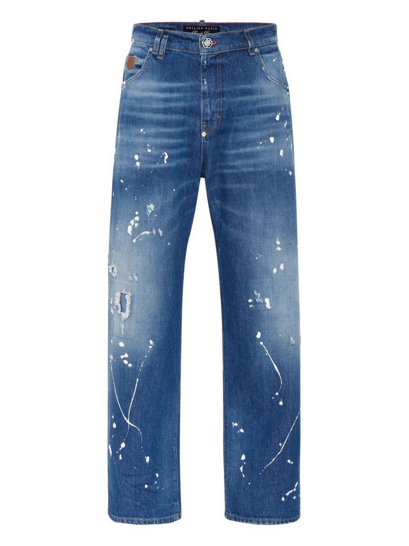 Beach Boy Fit paint-splatter distressed jeans 1