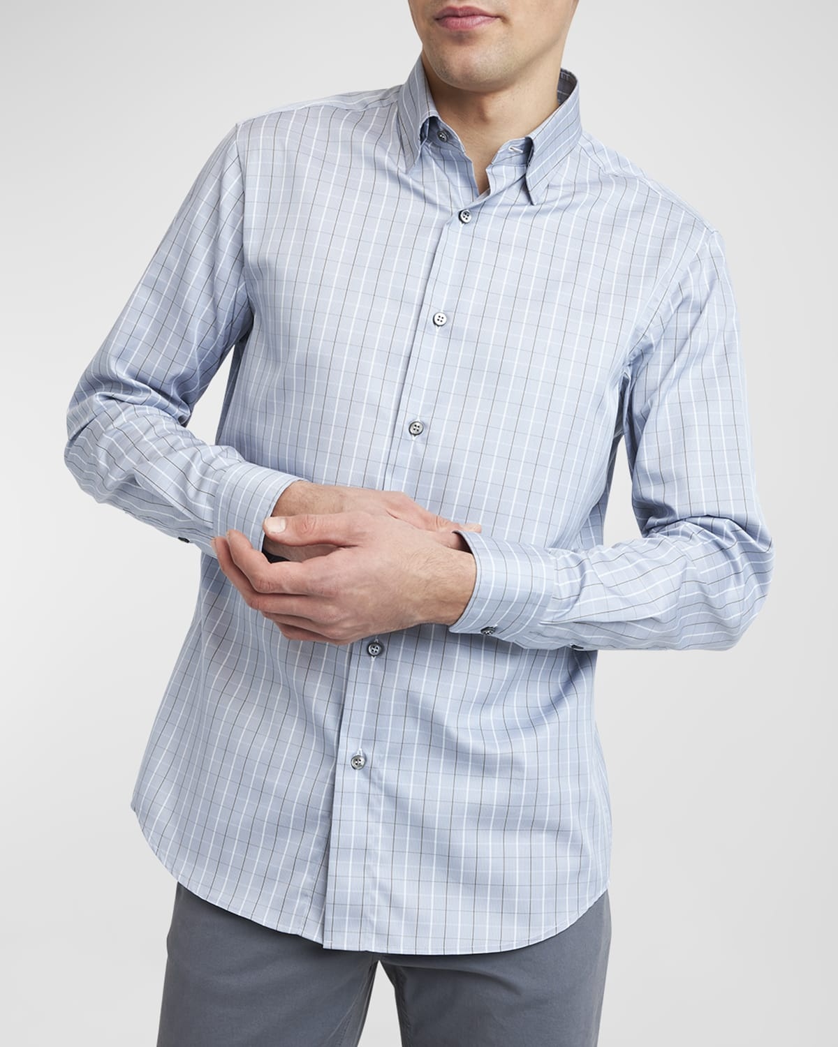 Men's Cotton Grid Check Sport Shirt - 6