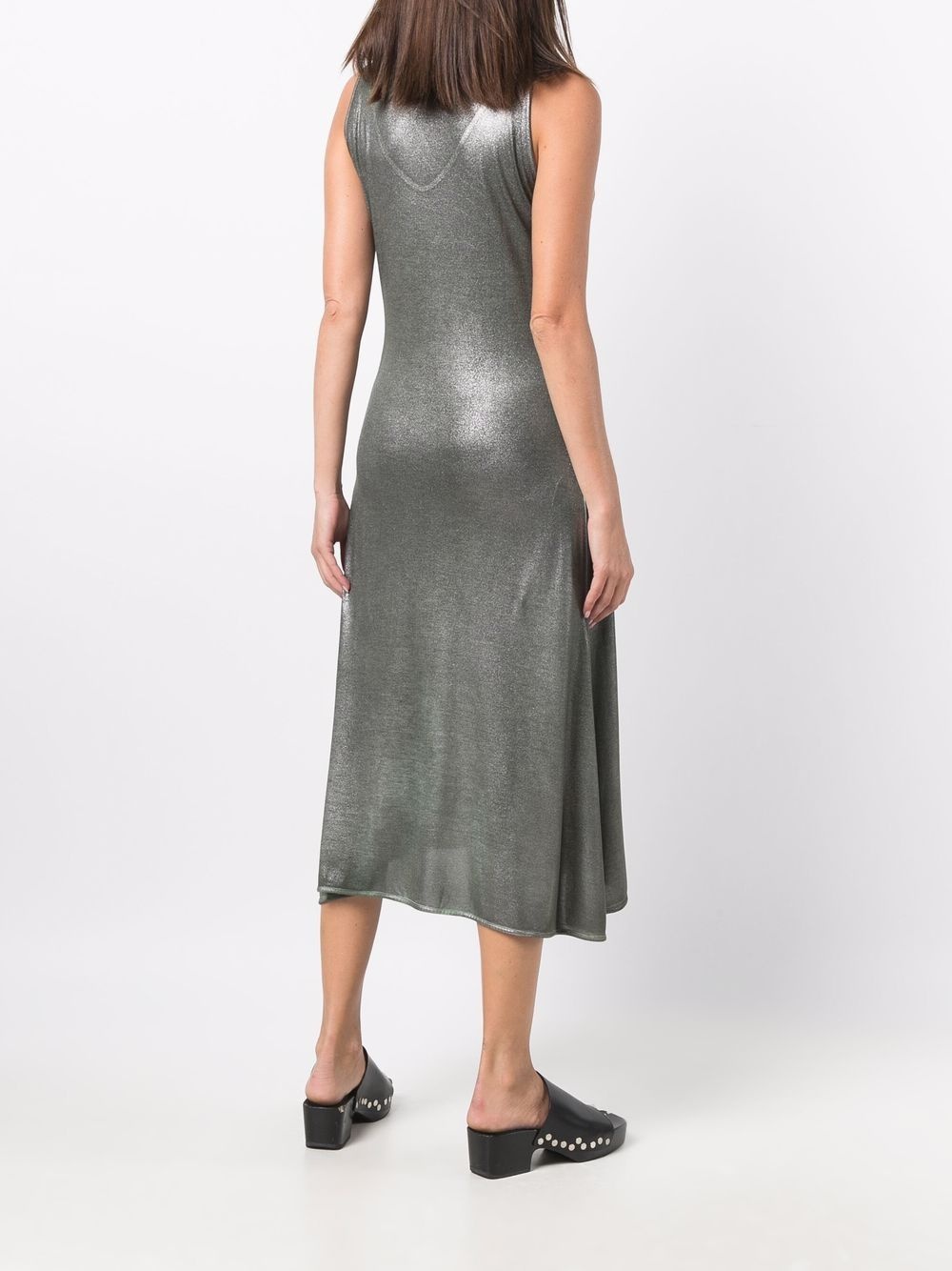 V-neck metallic midi dress - 4