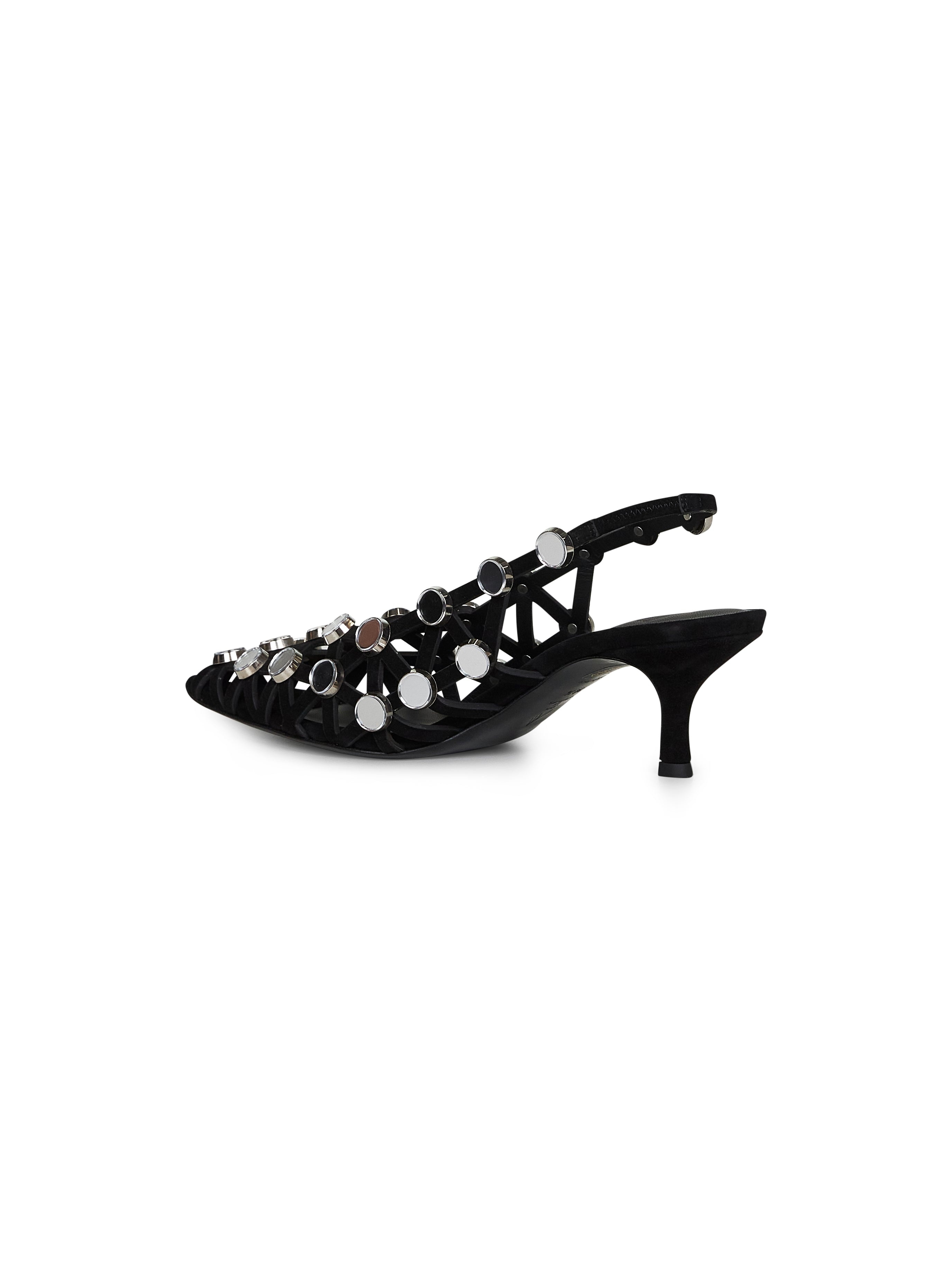 Black suede "Grid" slingback pumps - 3