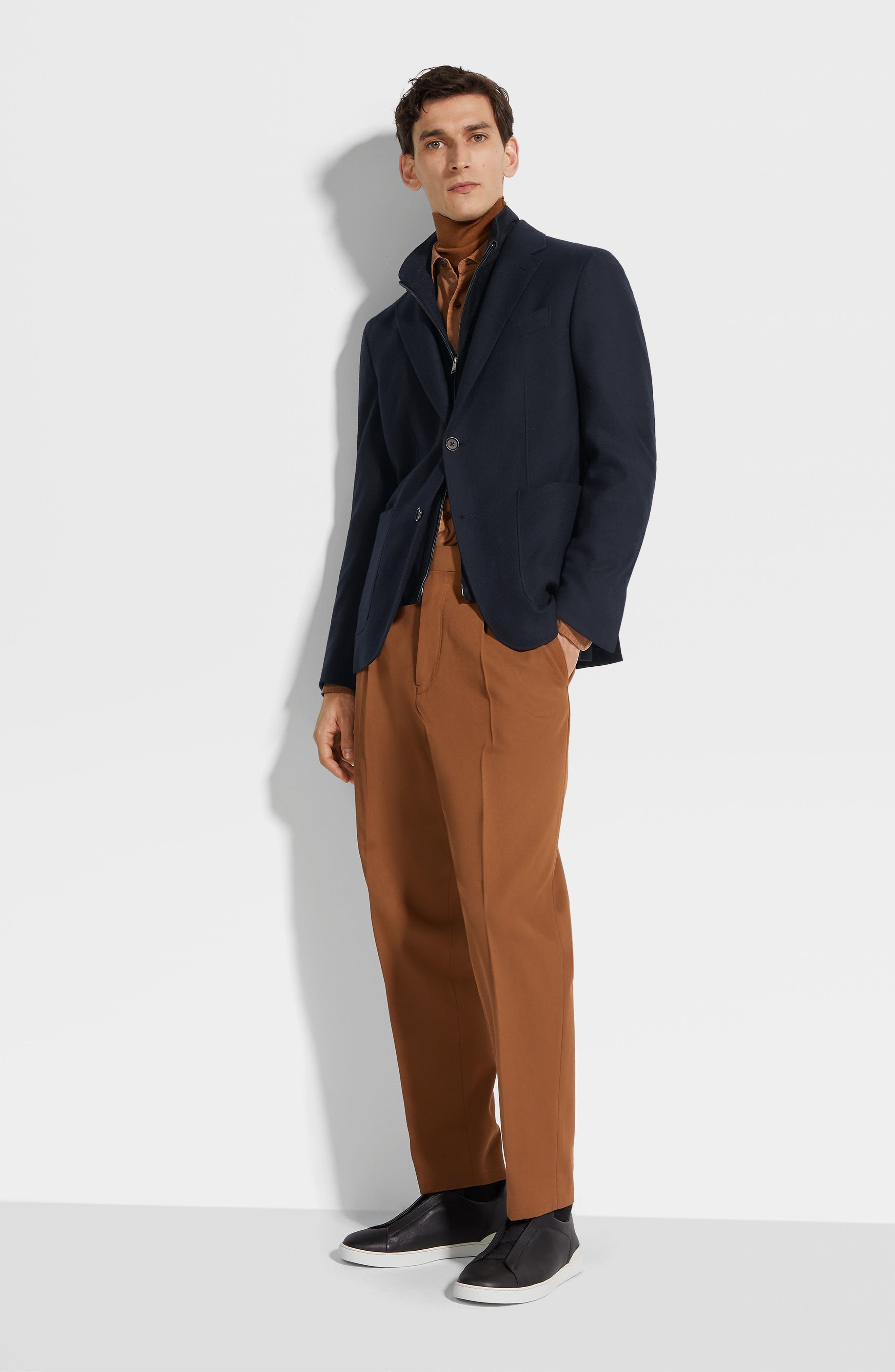 ZEGNA Trofeo Wool & Cashmere Sport Coat with Removable Suede Bib in Navy at Nordstrom - 5