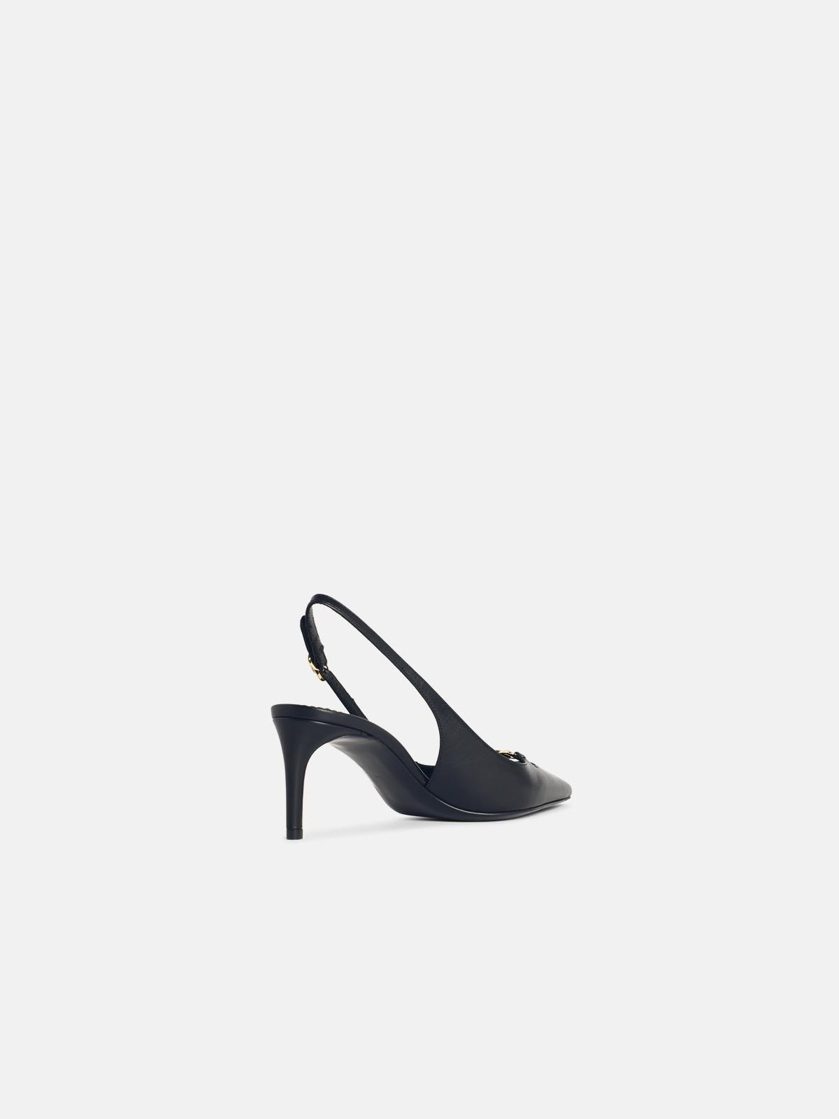 BLACK LEATHER SLINGBACKS - 3