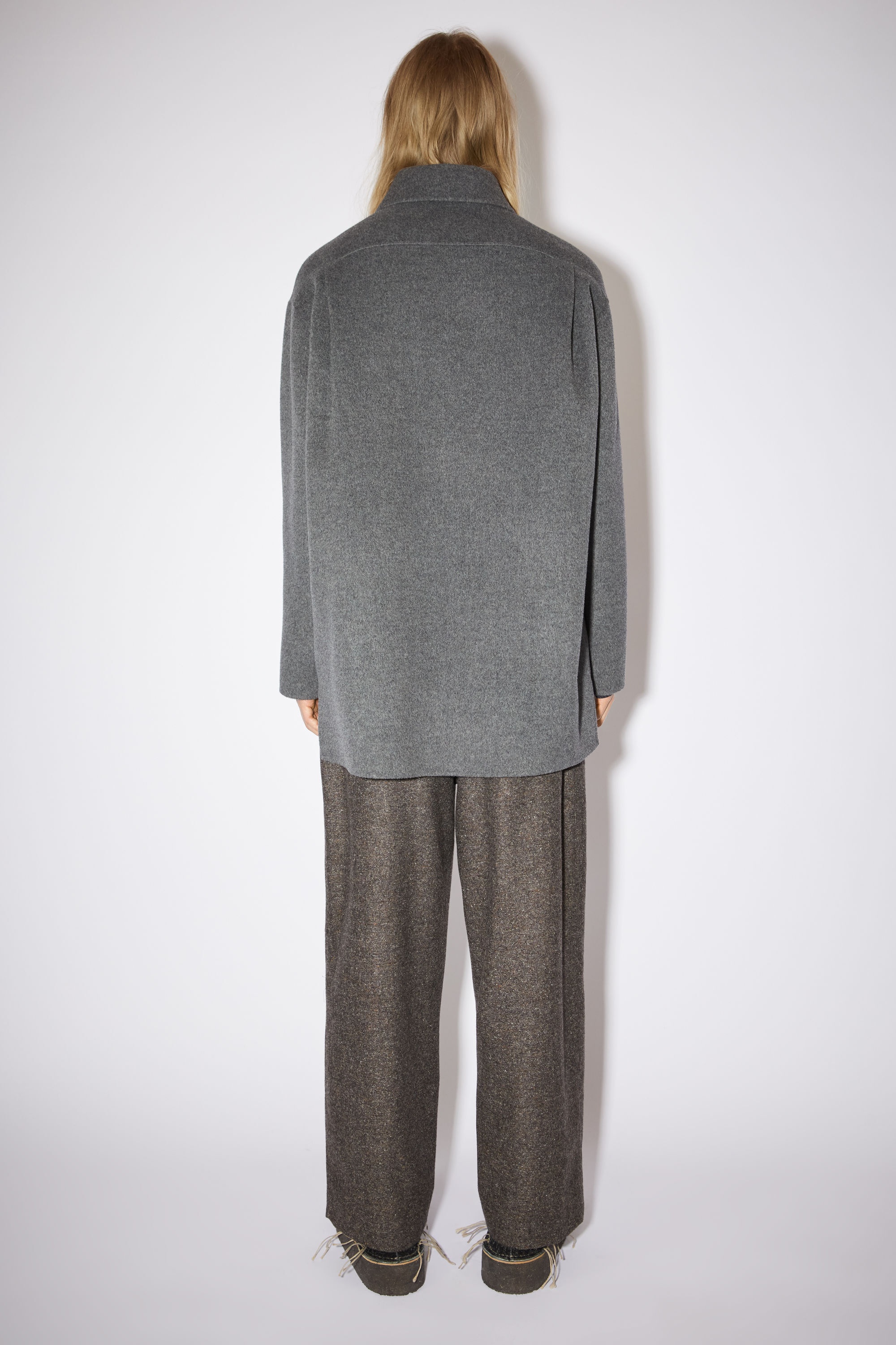 Double face shirt jacket - Grey Melange - 3