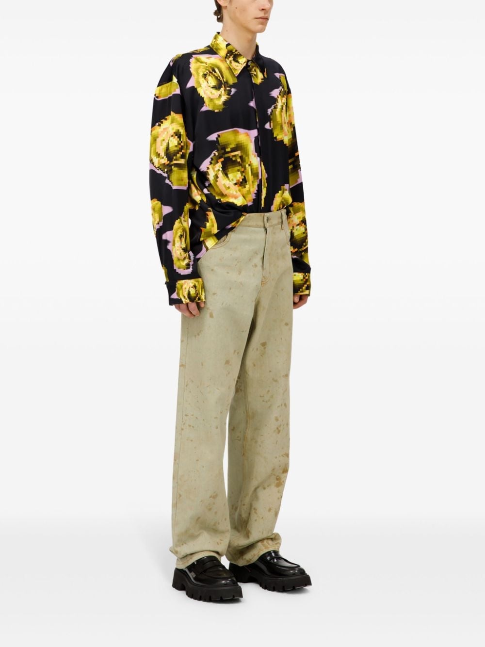 tie-dye print cotton jeans - 3