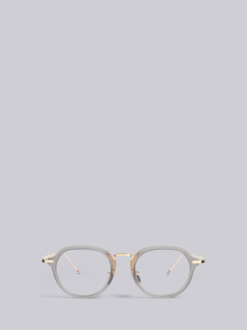 TB421 - Satin Crystal Grey and White Gold Clubmaster Eyeglasses 1