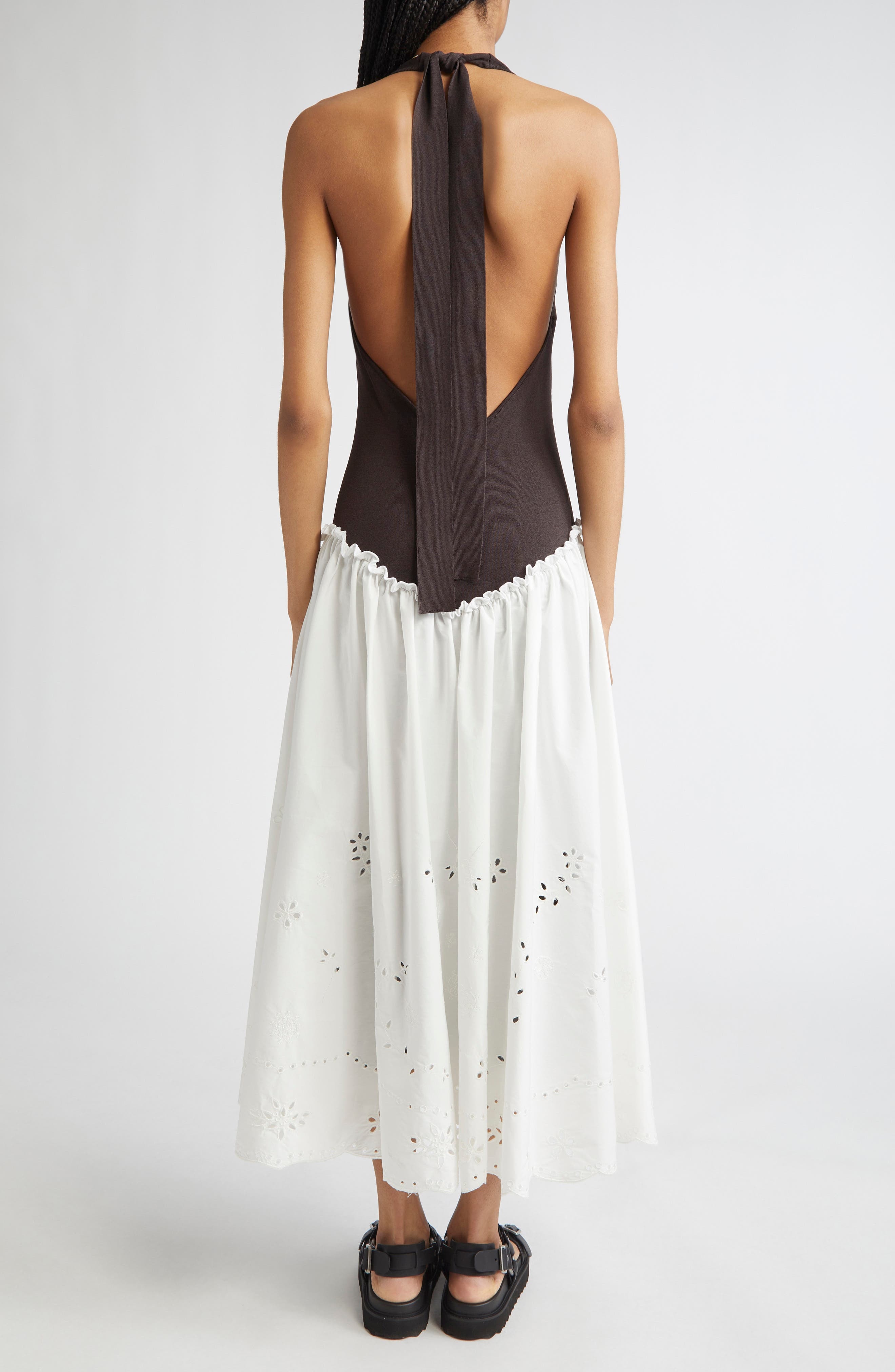 Siedrés Ursula Jersey & Broderie Anglaise Maxi Dress in Brown at Nordstrom - 2