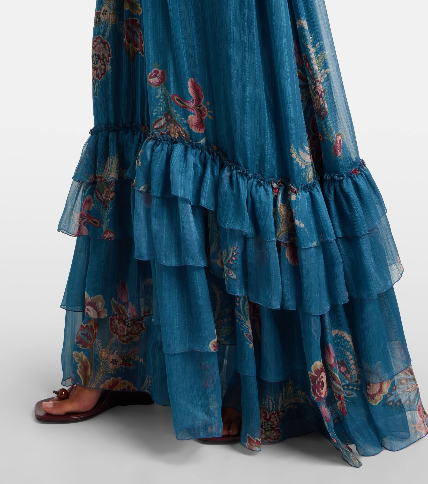 Paisley silk chiffon gown - 6